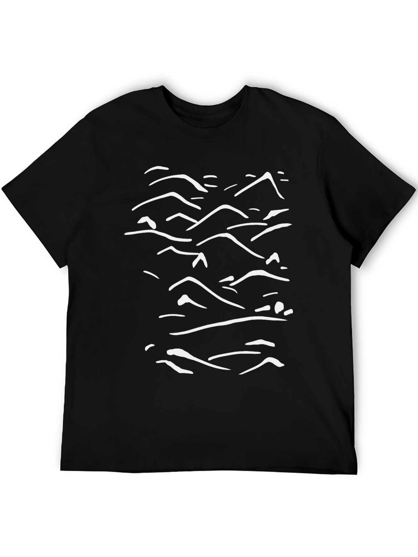 Abstract Mountain Line Art Black Tee