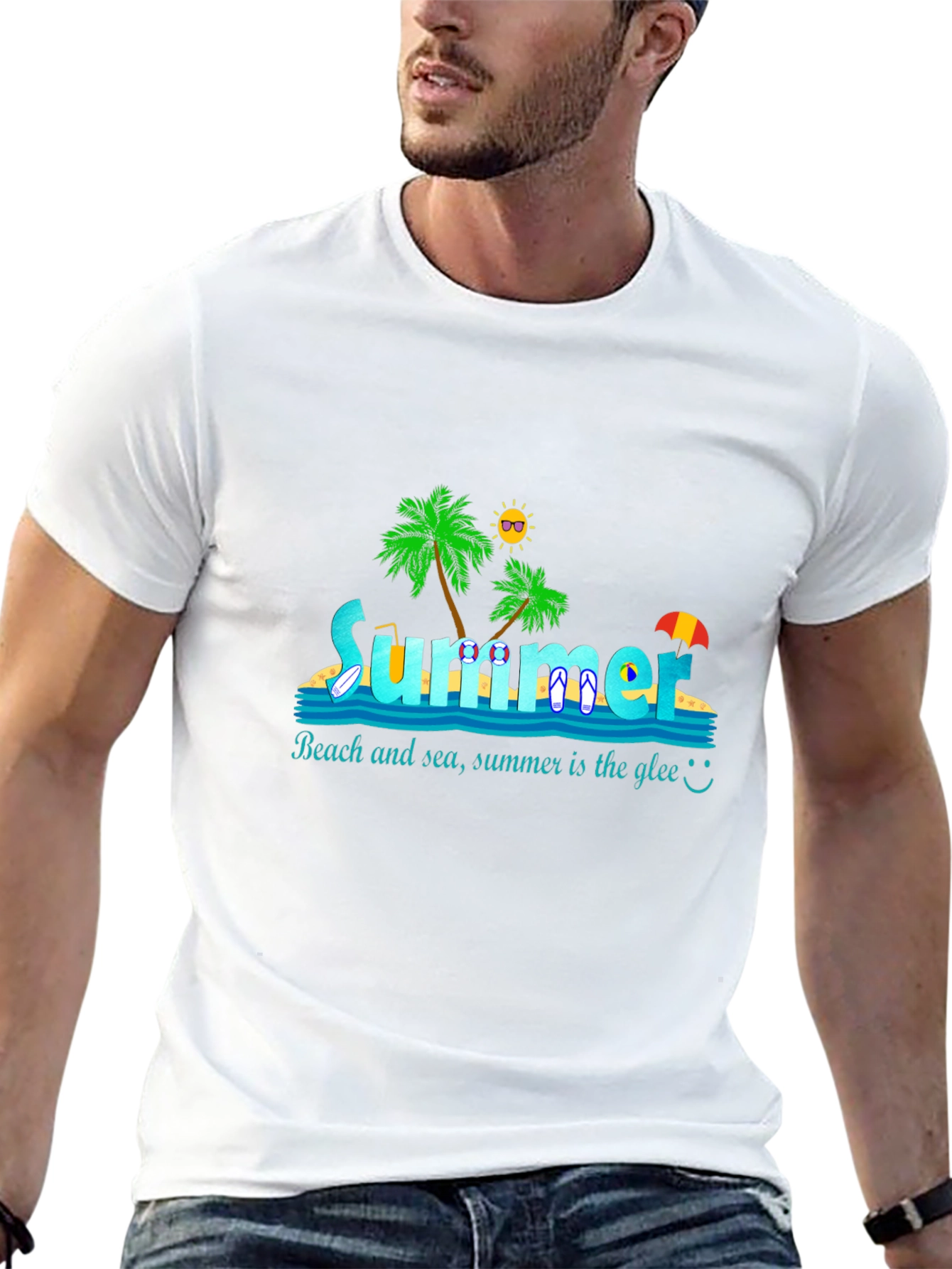 Summer Beach T-Shirt: Palm Trees & Sun