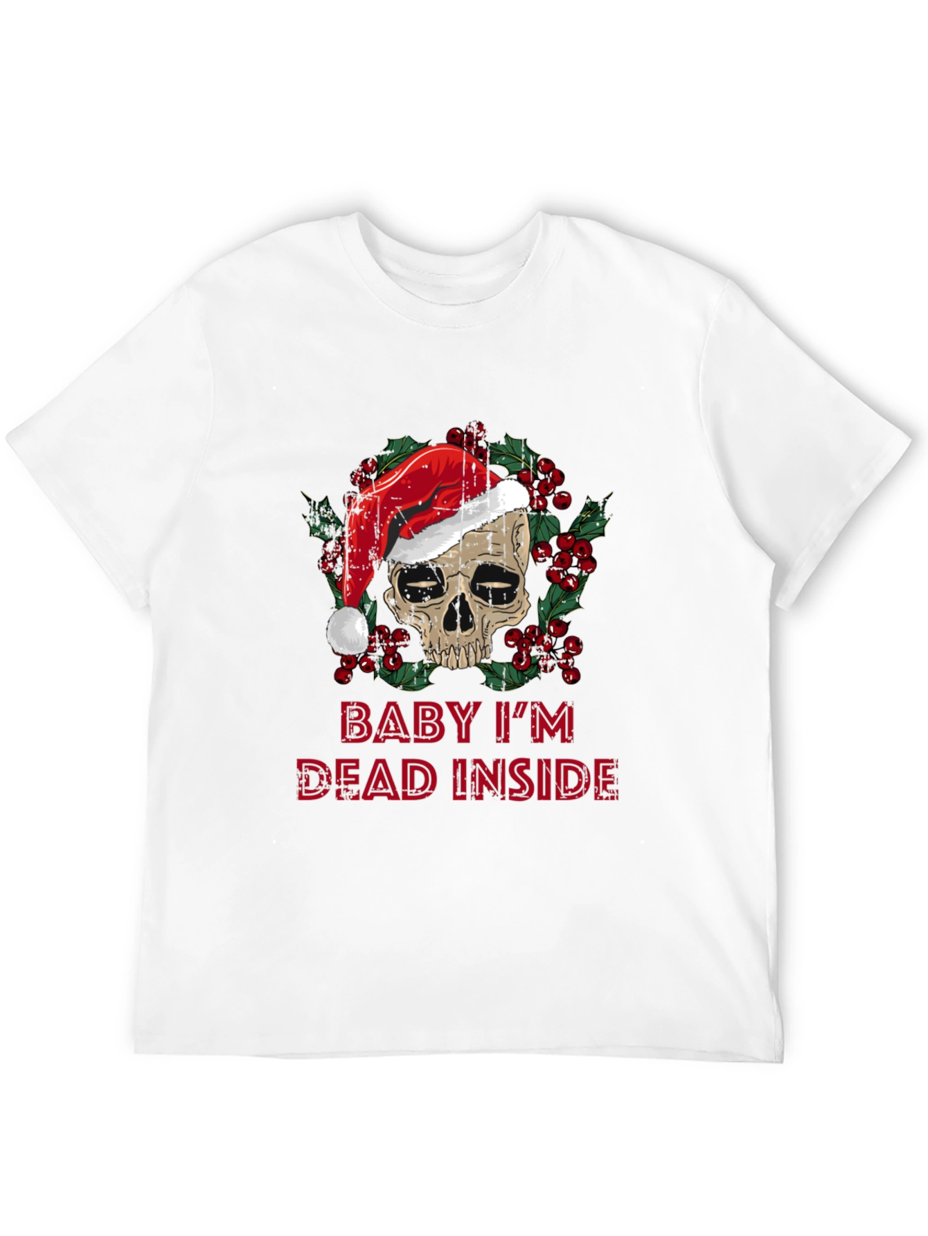 Baby Im Dead Inside Skull Santa Hat Graphic Tee