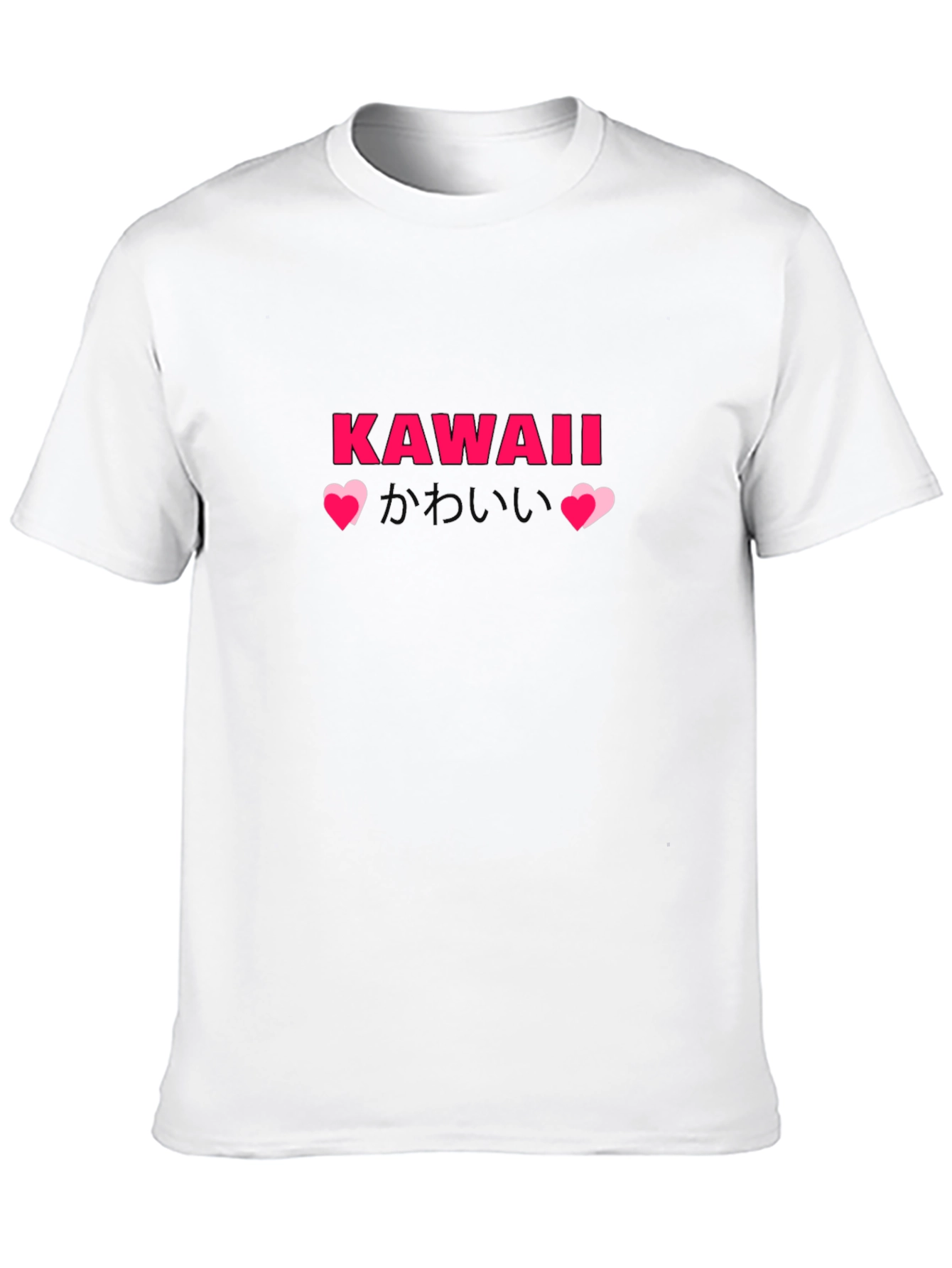 Kawaii Pink Graphic Print Black T-Shirt