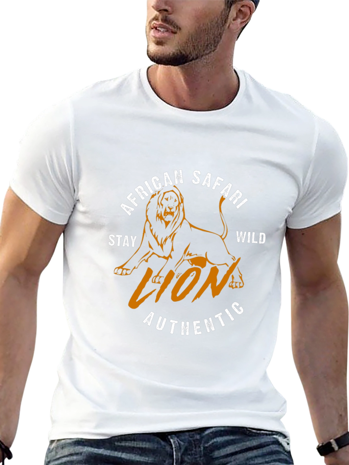 African Safari Lion Graphic Tee - Stay Wild Authentic