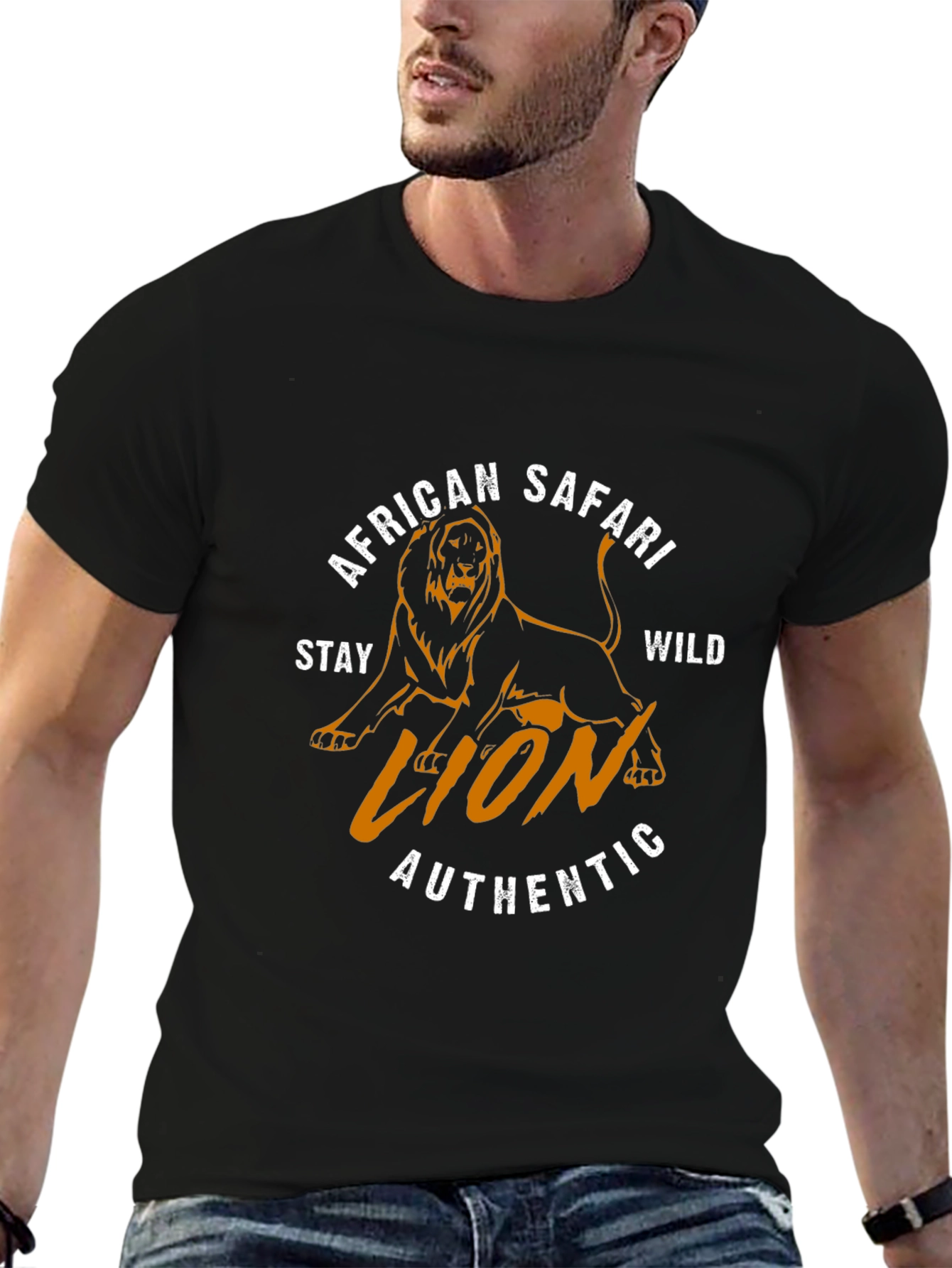 African Safari Lion Graphic Tee - Stay Wild Authentic