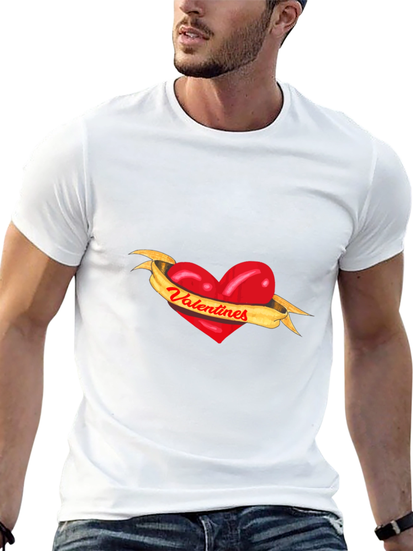 Valentines Heart Ribbon Graphic Tee