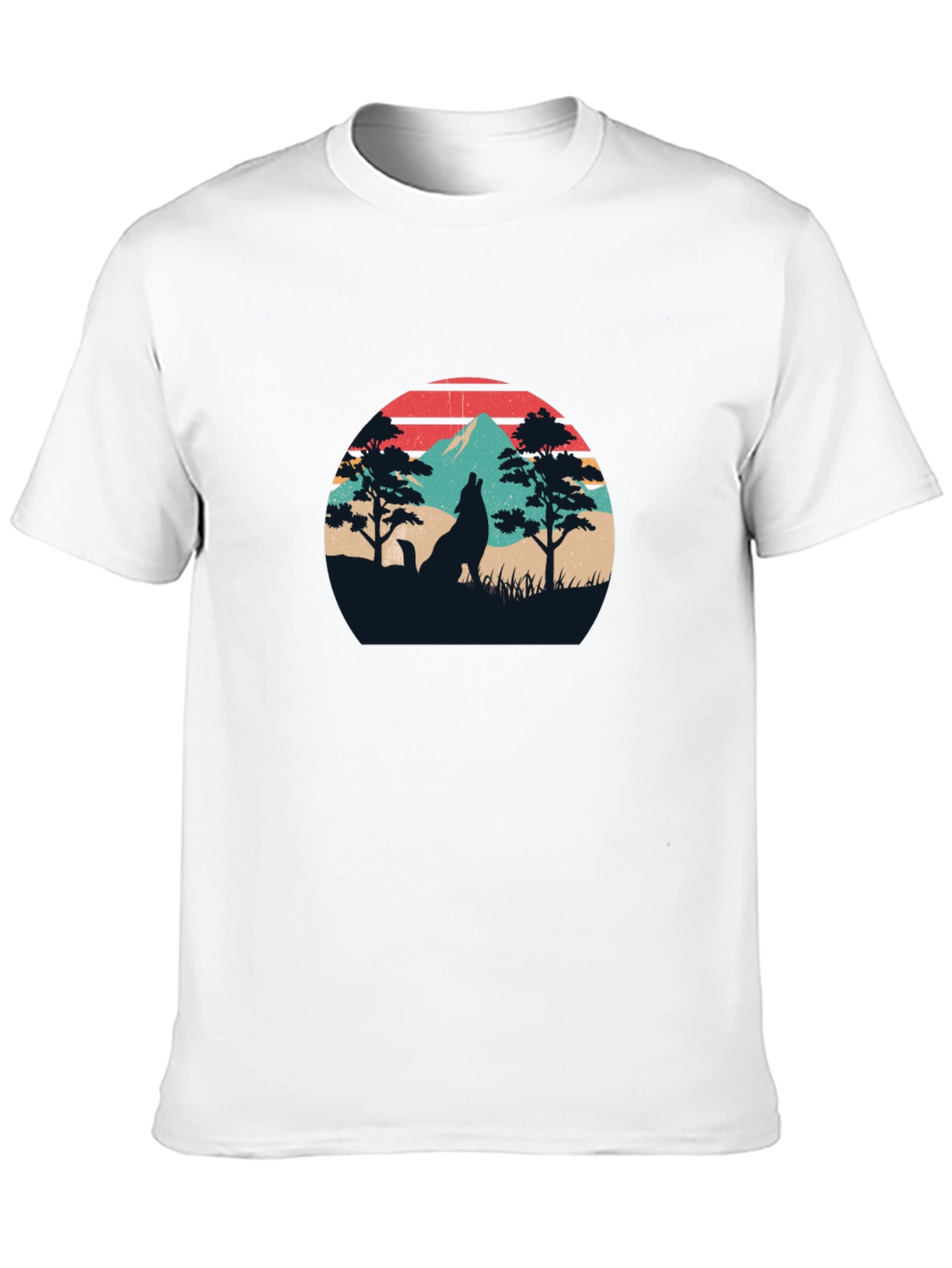 Wolf Silhouette Graphic Tee - Retro Style