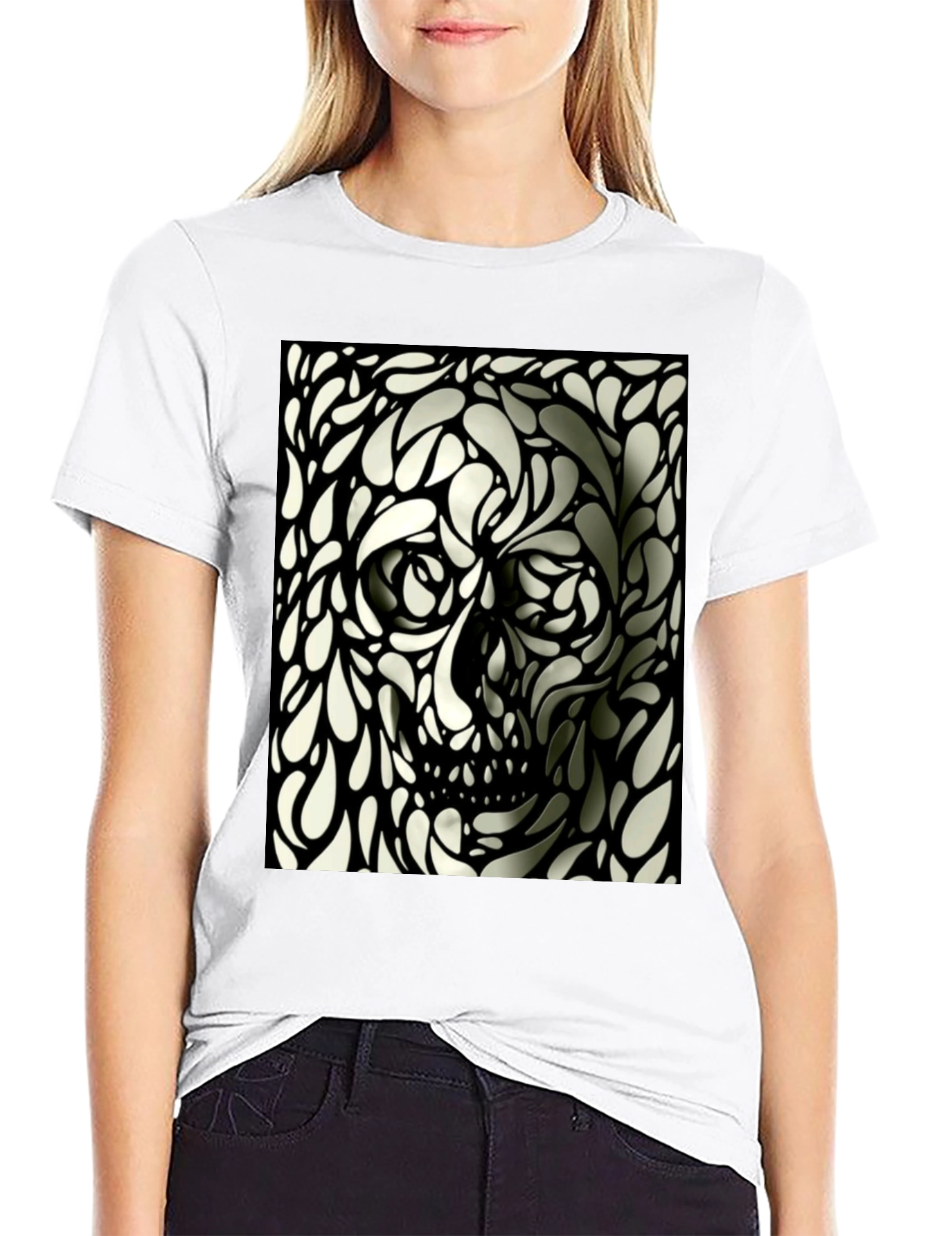 Abstract Skull Graphic T-Shirt - Modern Artistic Tee