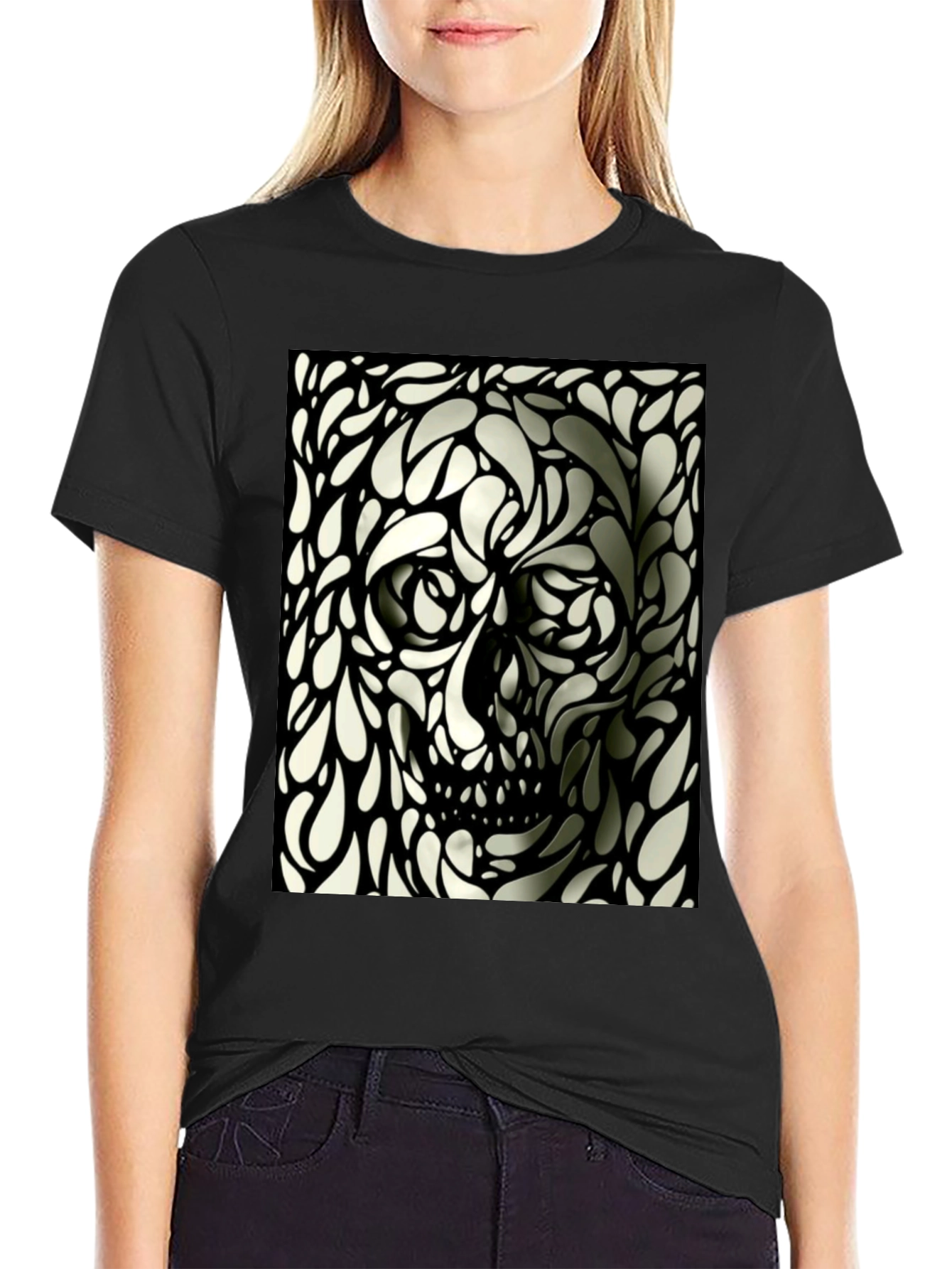 Abstract Skull Graphic T-Shirt - Modern Artistic Tee
