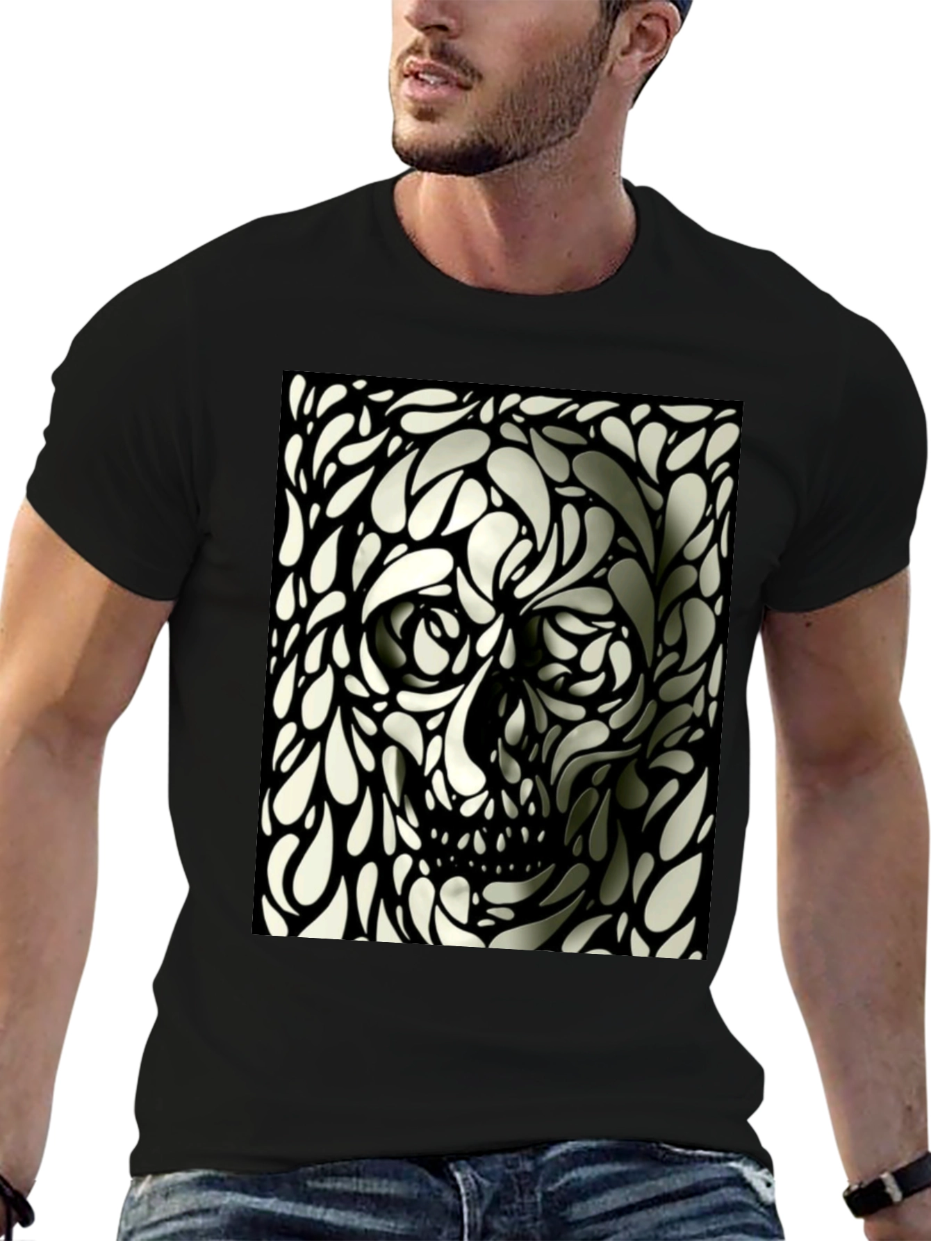 Abstract Skull Graphic T-Shirt - Modern Artistic Tee