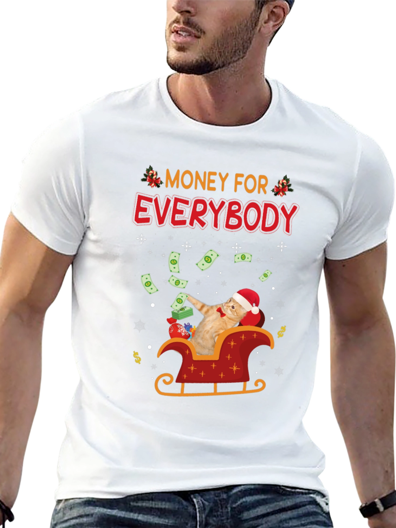 Money For Everybody Funny Cat Christmas T-Shirt