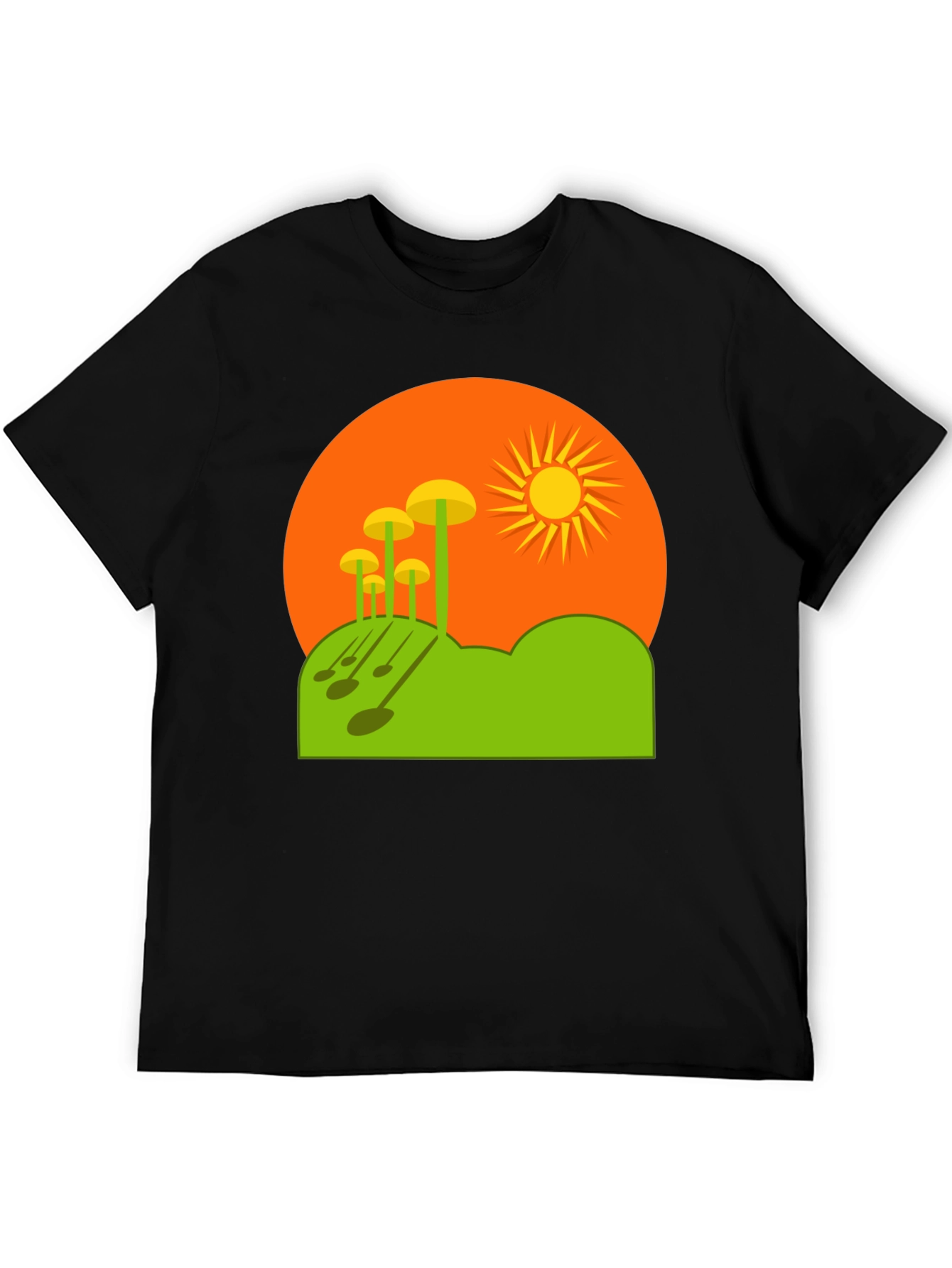 Funky Mushroom Sunset Graphic Tee - Black