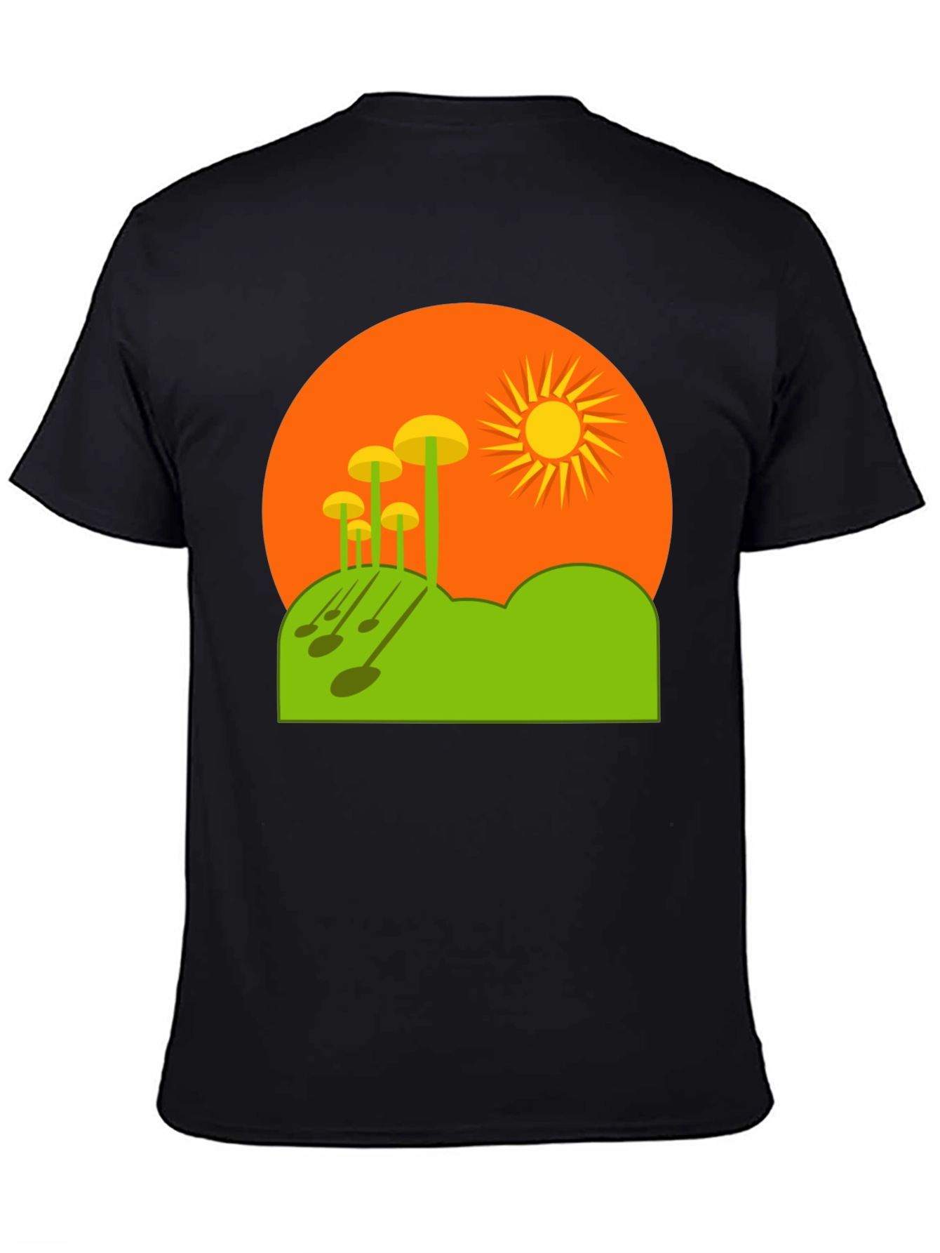 Funky Mushroom Sunset Graphic Tee - Black