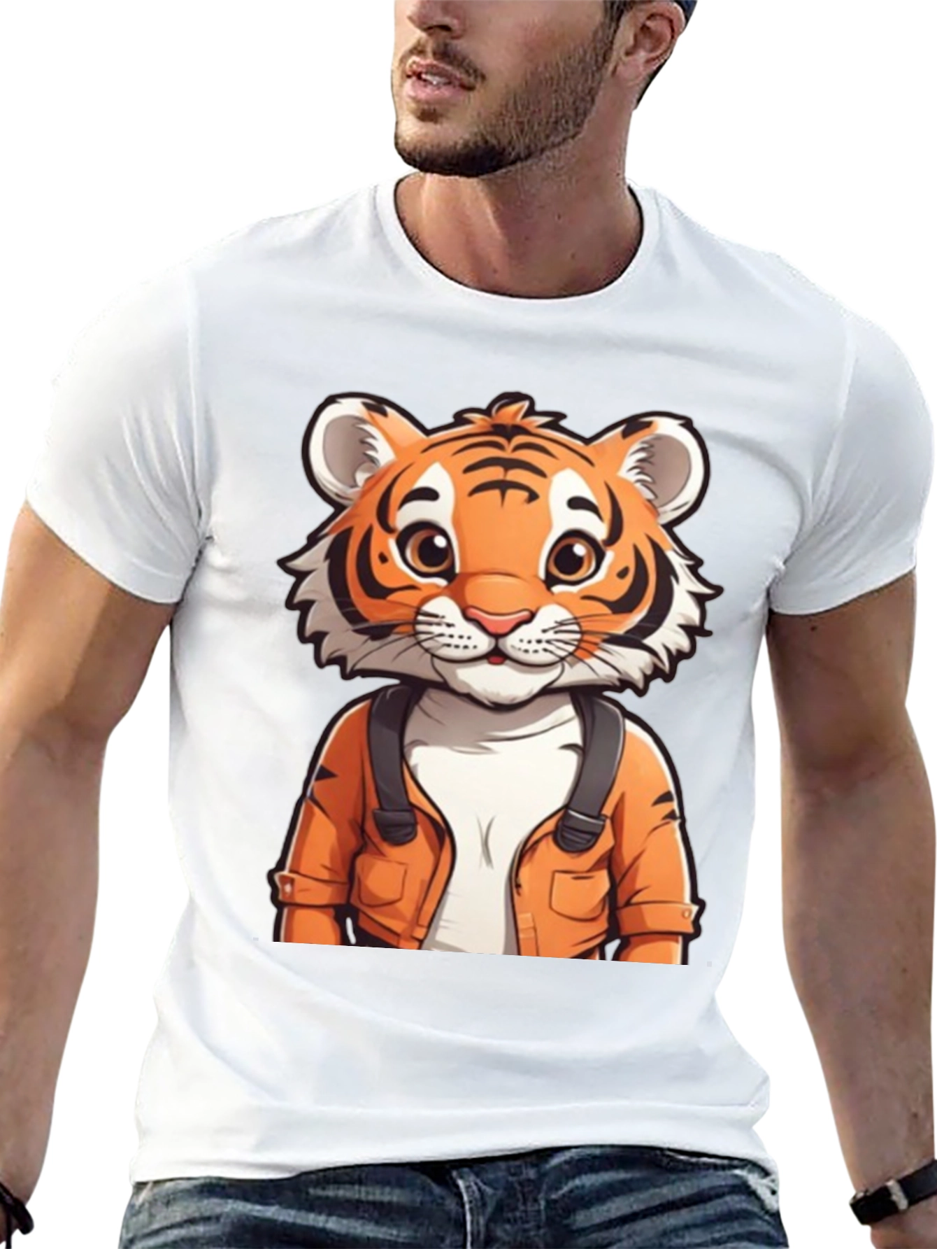 Cute Tiger Graphic Tee - Black Casual T-Shirt