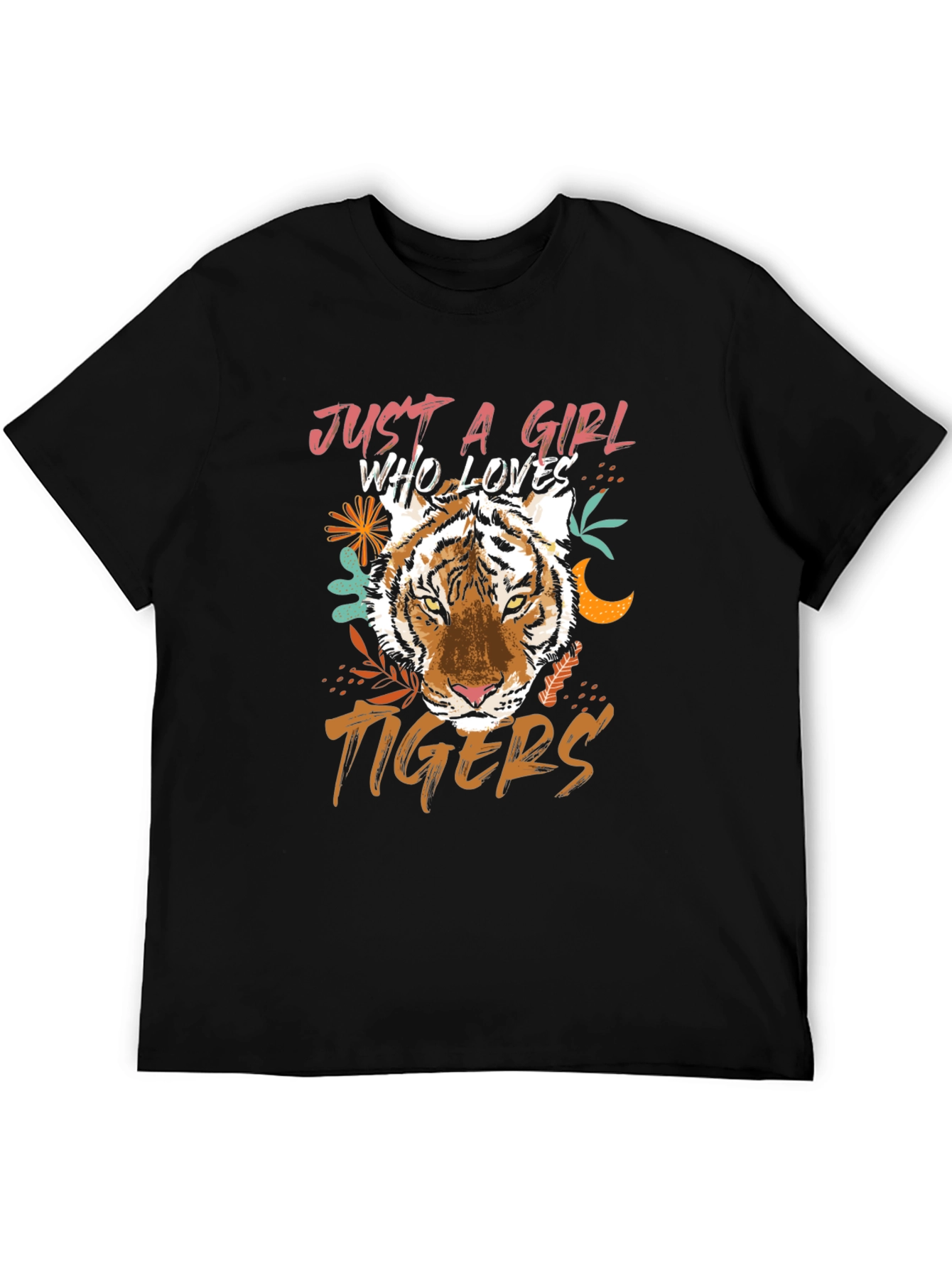 Just a Girl Who Loves Tigers Black Graphic Tee