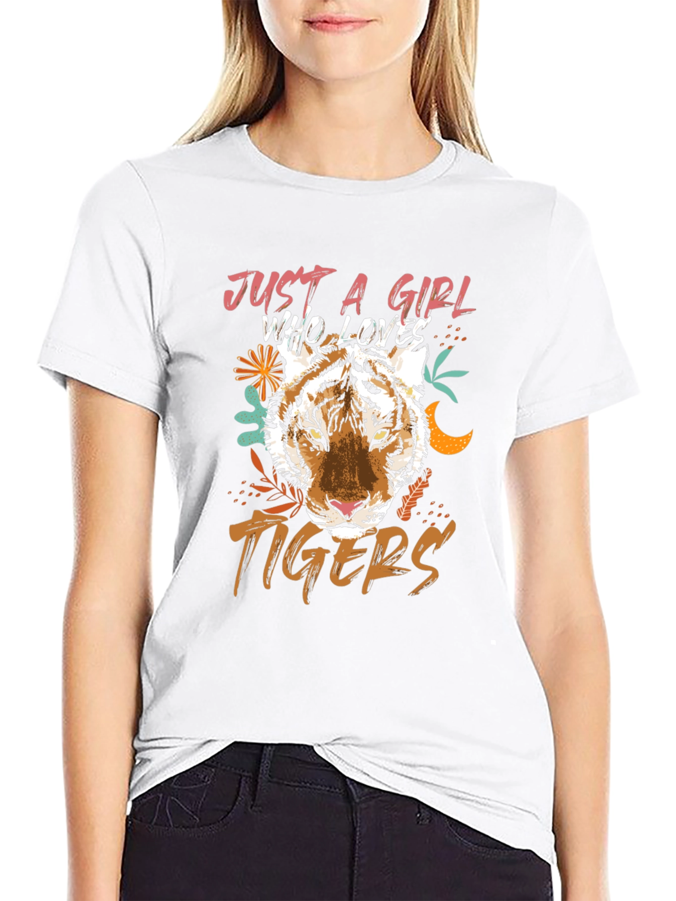 Just a Girl Who Loves Tigers Black Graphic Tee