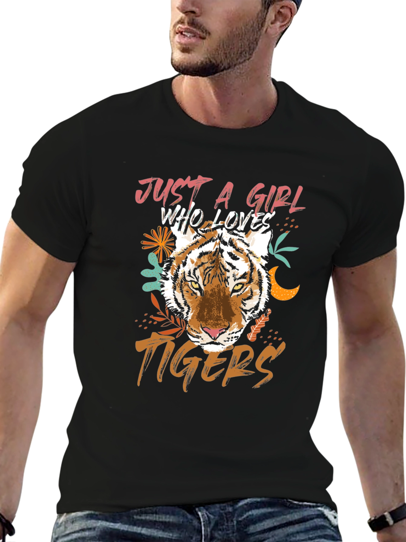 Just a Girl Who Loves Tigers Black Graphic Tee