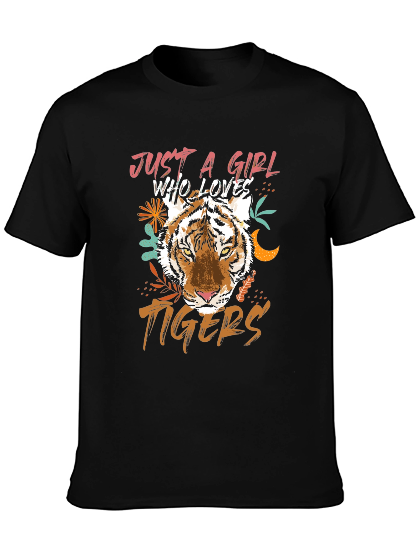 Just a Girl Who Loves Tigers Black Graphic Tee