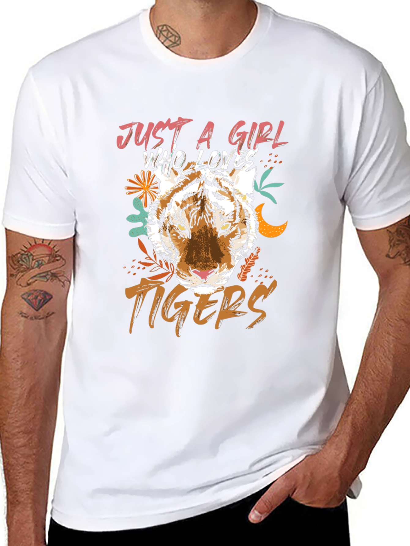 Just a Girl Who Loves Tigers Black Graphic Tee