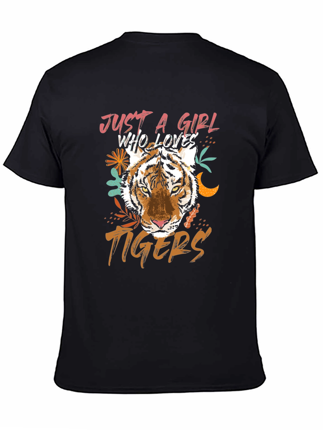 Just a Girl Who Loves Tigers Black Graphic Tee