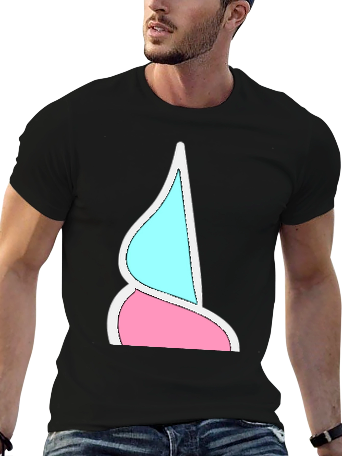 Funky Two-Toned Graphic Tee - Black