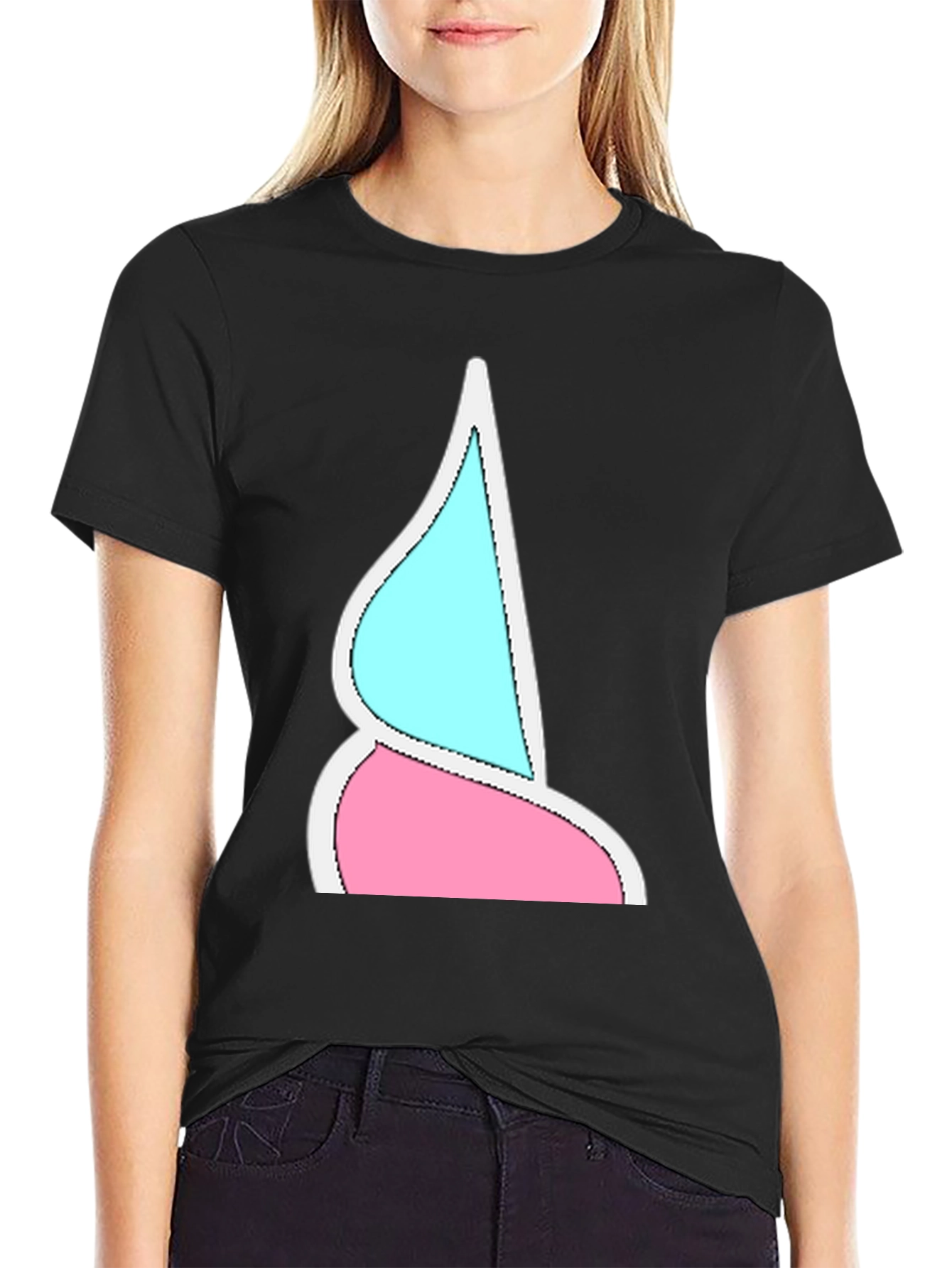 Funky Two-Toned Graphic Tee - Black