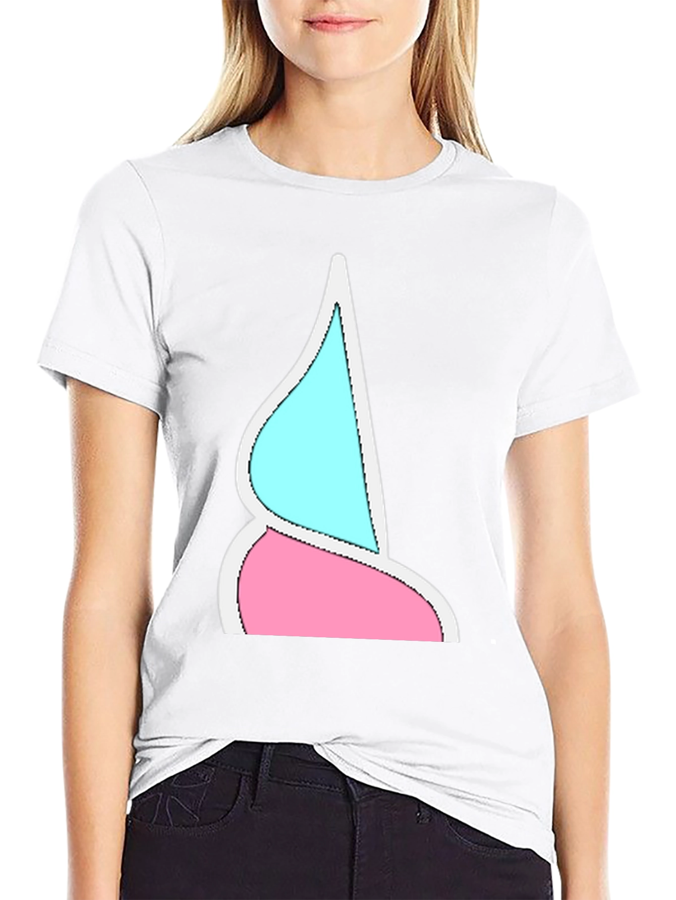 Funky Two-Toned Graphic Tee - Black