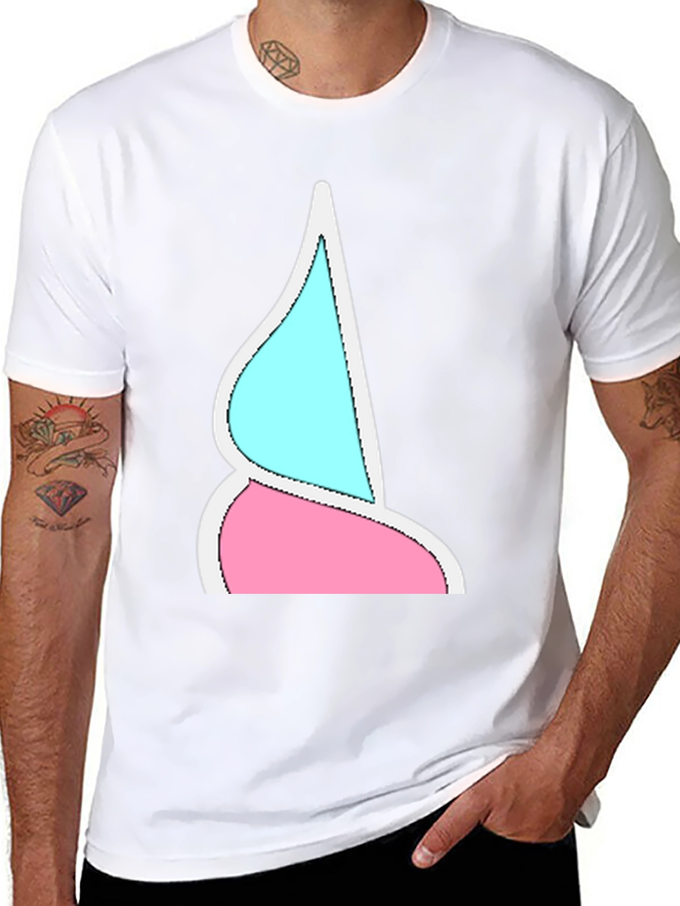 Funky Two-Toned Graphic Tee - Black