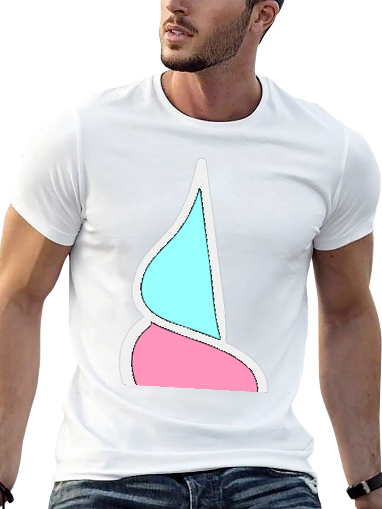 Funky Two-Toned Graphic Tee - Black