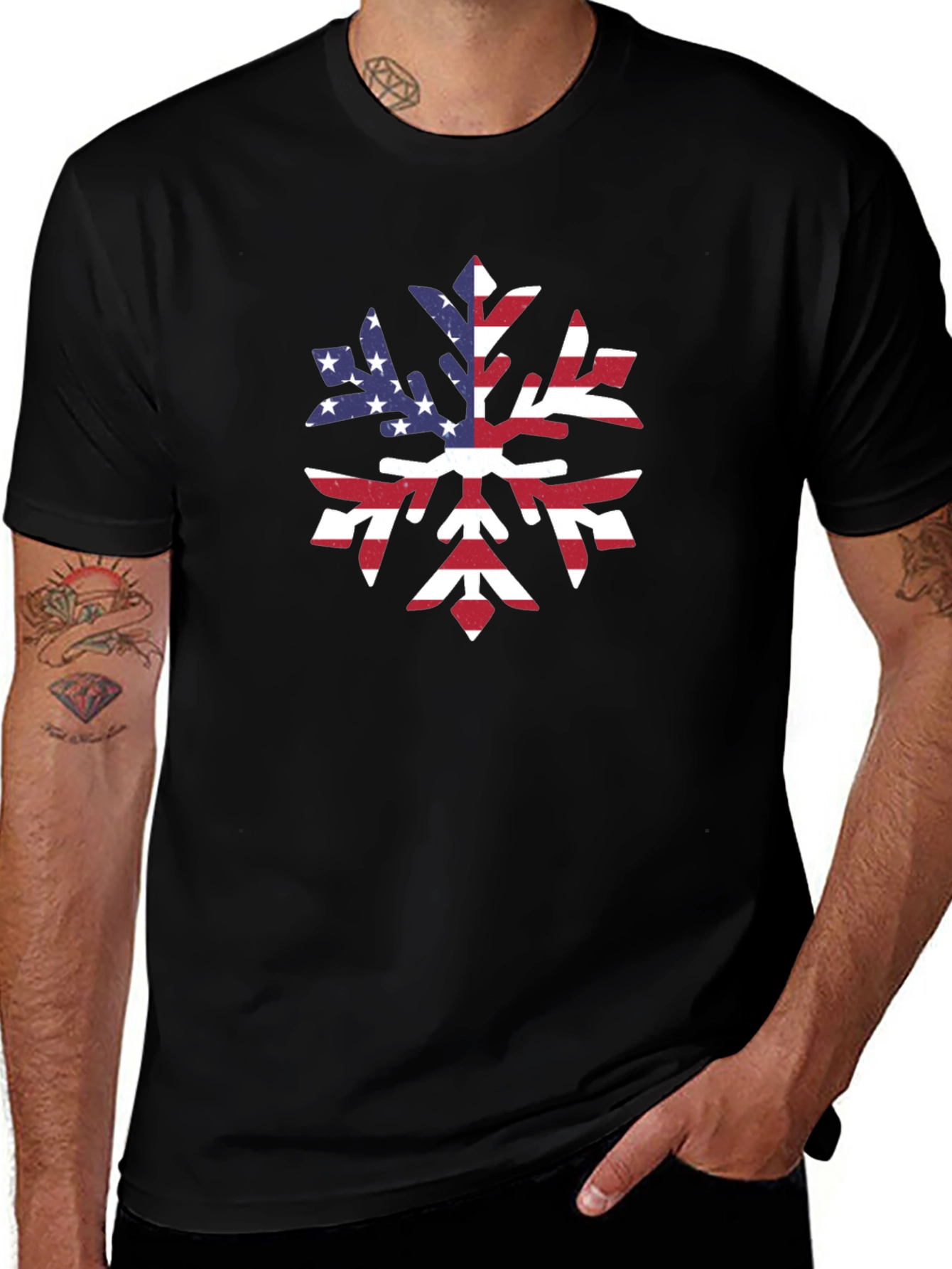American Flag Snowflake Graphic Tee