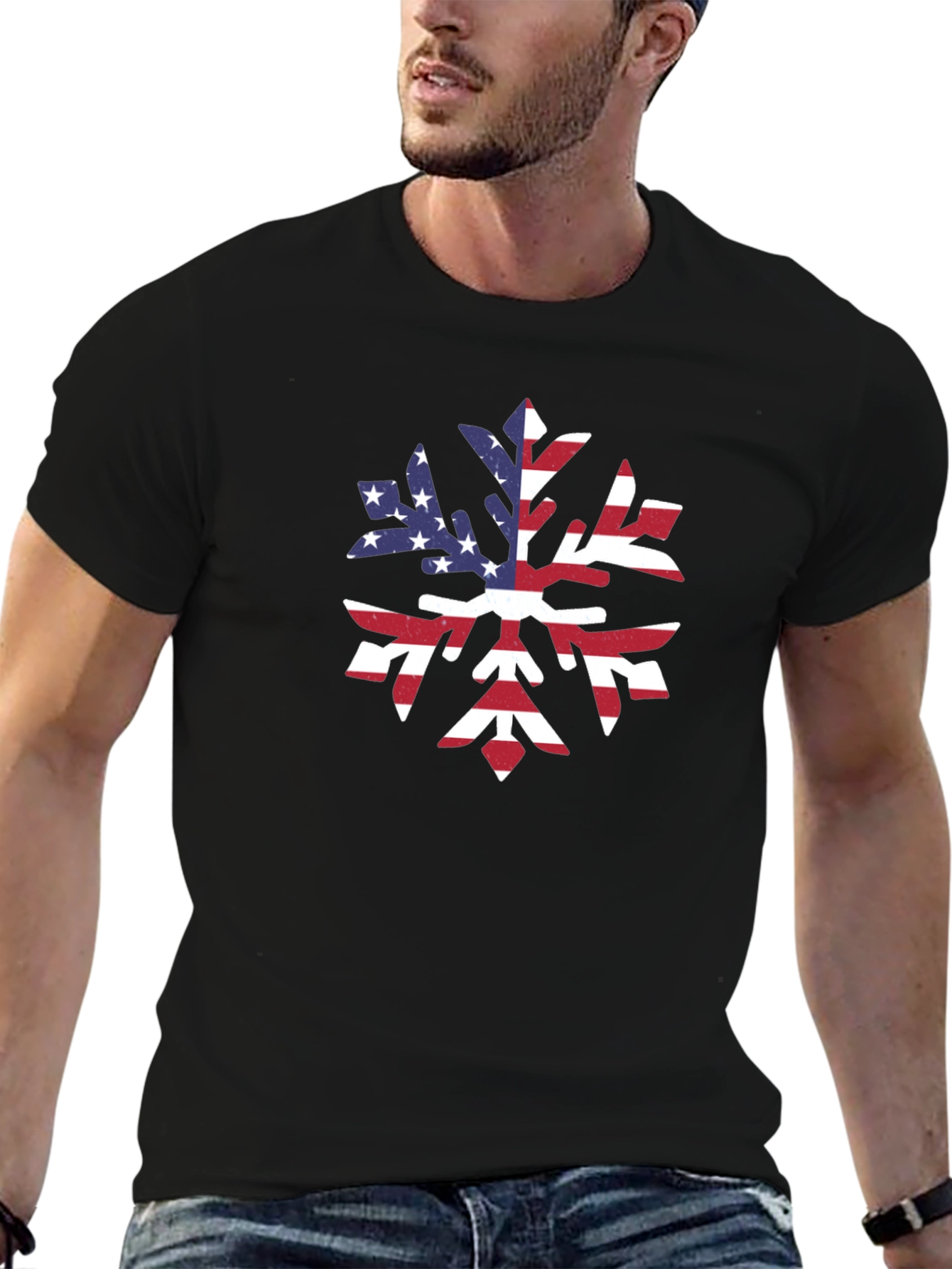 American Flag Snowflake Graphic Tee