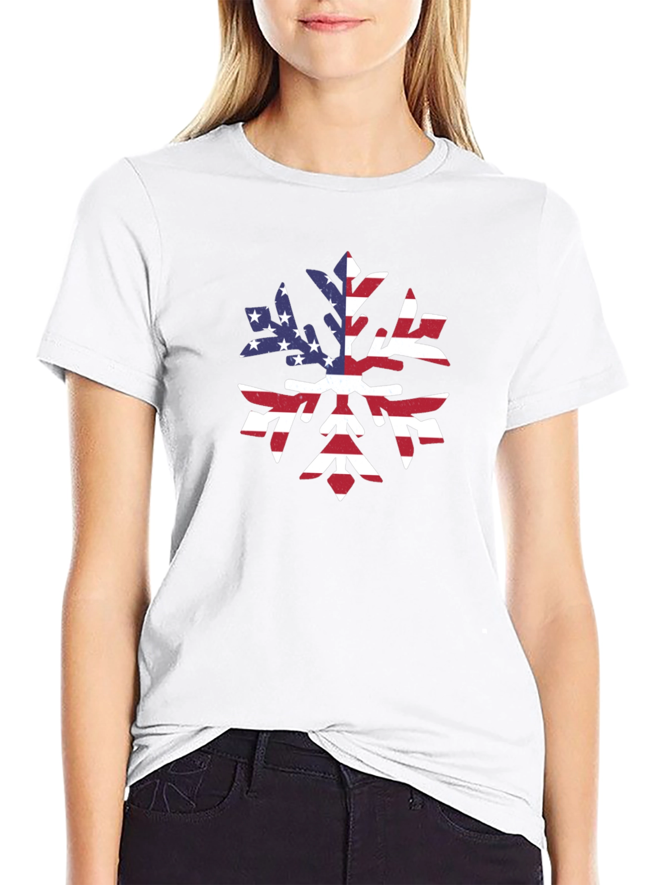 American Flag Snowflake Graphic Tee