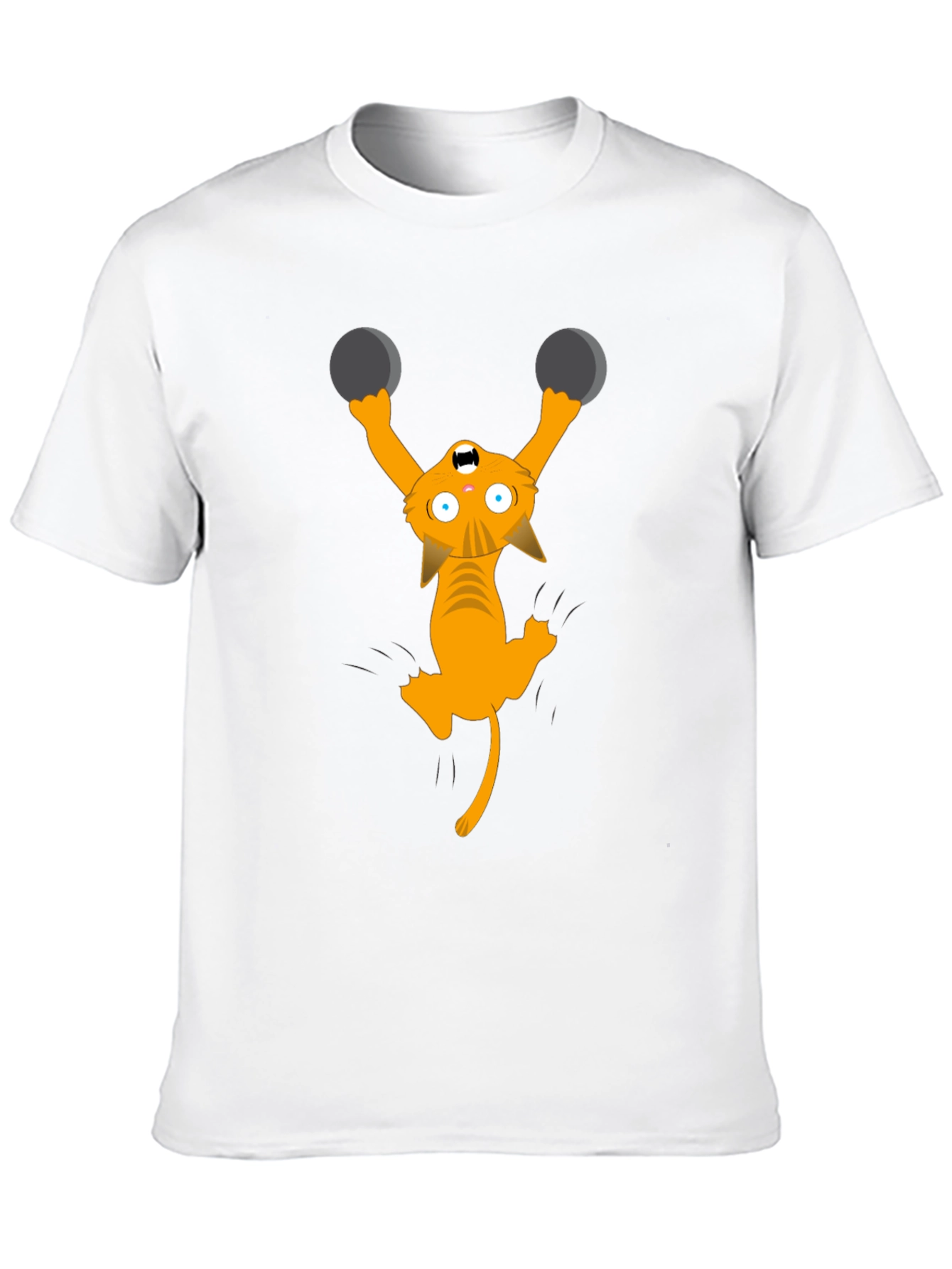 Funny Cat Lifting Weights Graphic T-Shirt