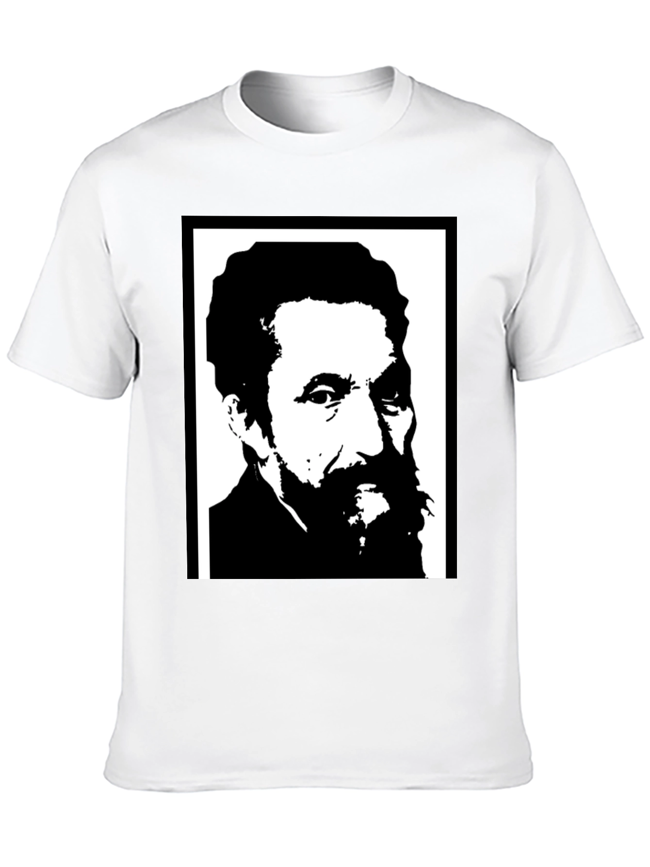 Black T-Shirt with Portrait Print