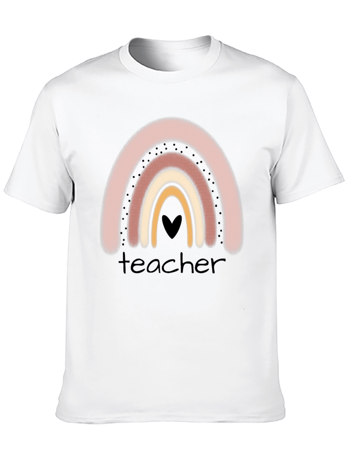 Teacher Rainbow Graphic Tee - Black Crew Neck T-Shirt