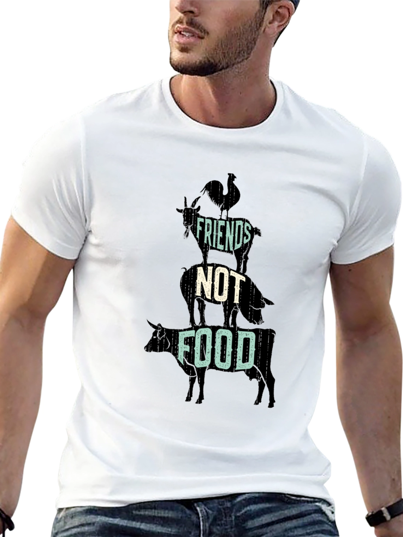 Friends Not Food T-Shirt - Vegan Animal Lover Tee
