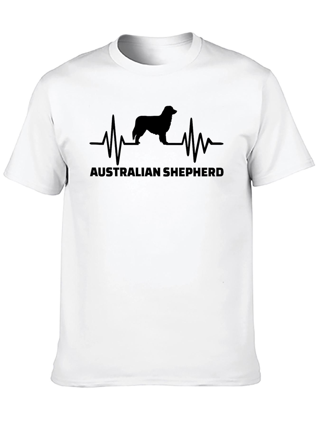 Australian Shepherd Heartbeat T-Shirt - Black