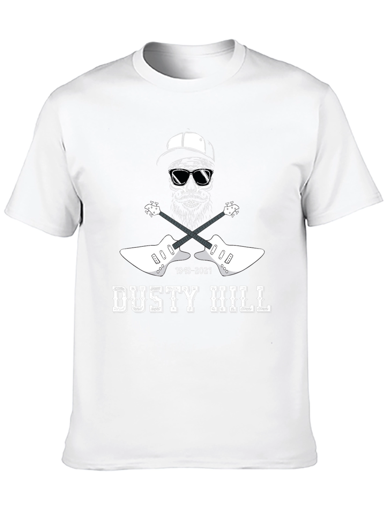 Dusty Hill Tribute T-Shirt - Skull & Guitars Design