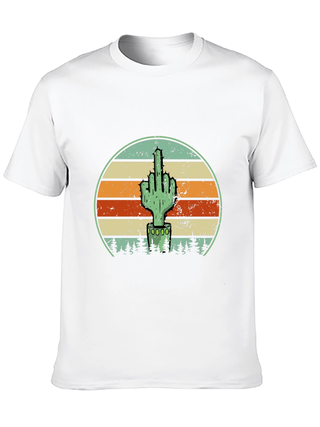 Cactus Middle Finger Graphic Tee - Novelty T-Shirt