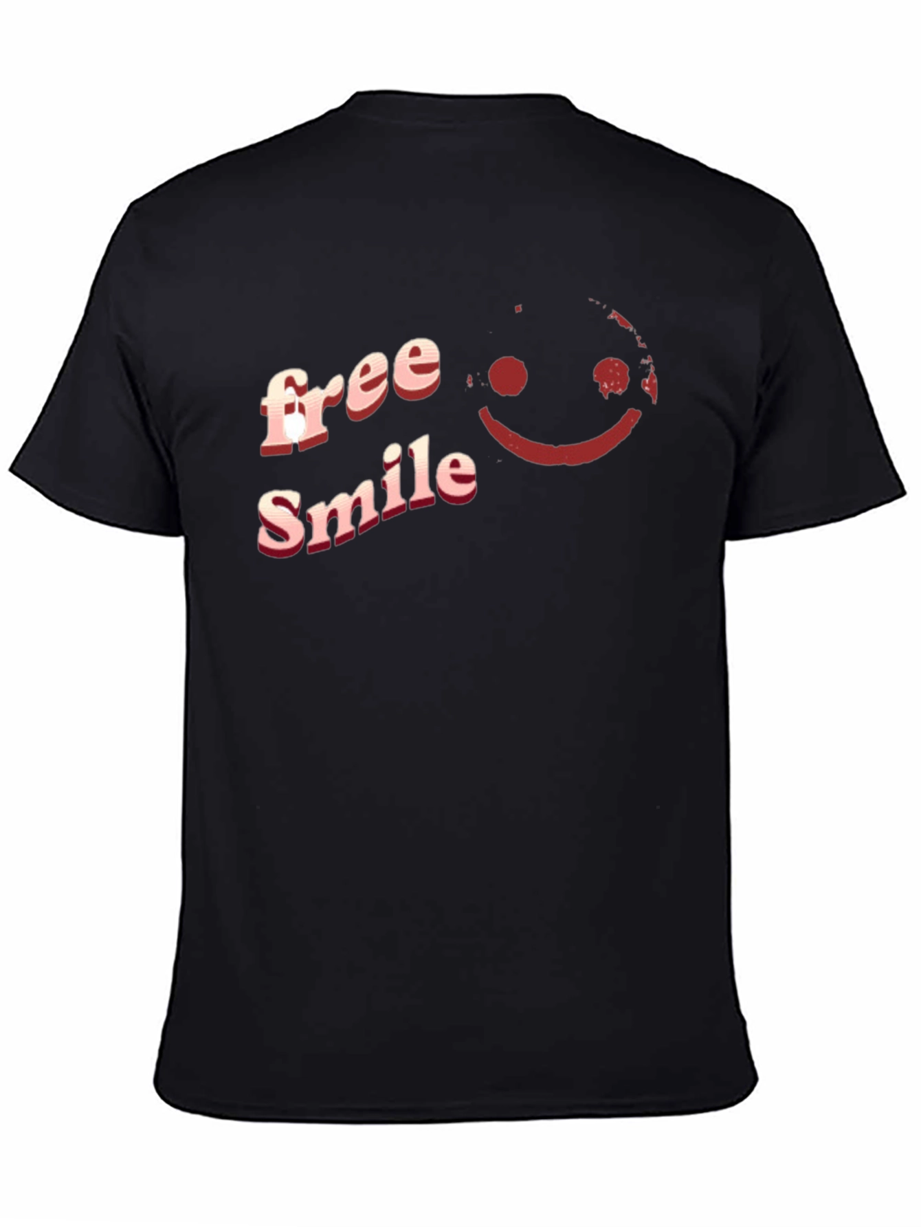 Free Smile Graphic T-Shirt Casual Black Tee