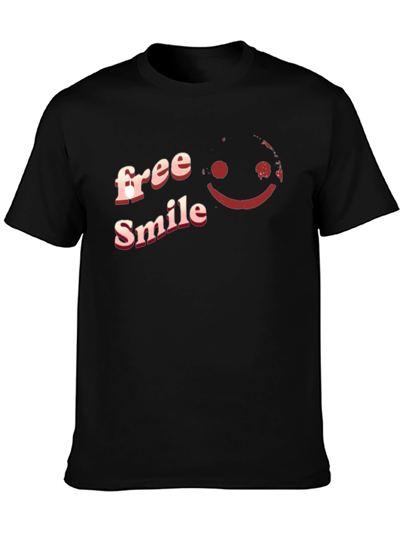 Free Smile Graphic T-Shirt Casual Black Tee