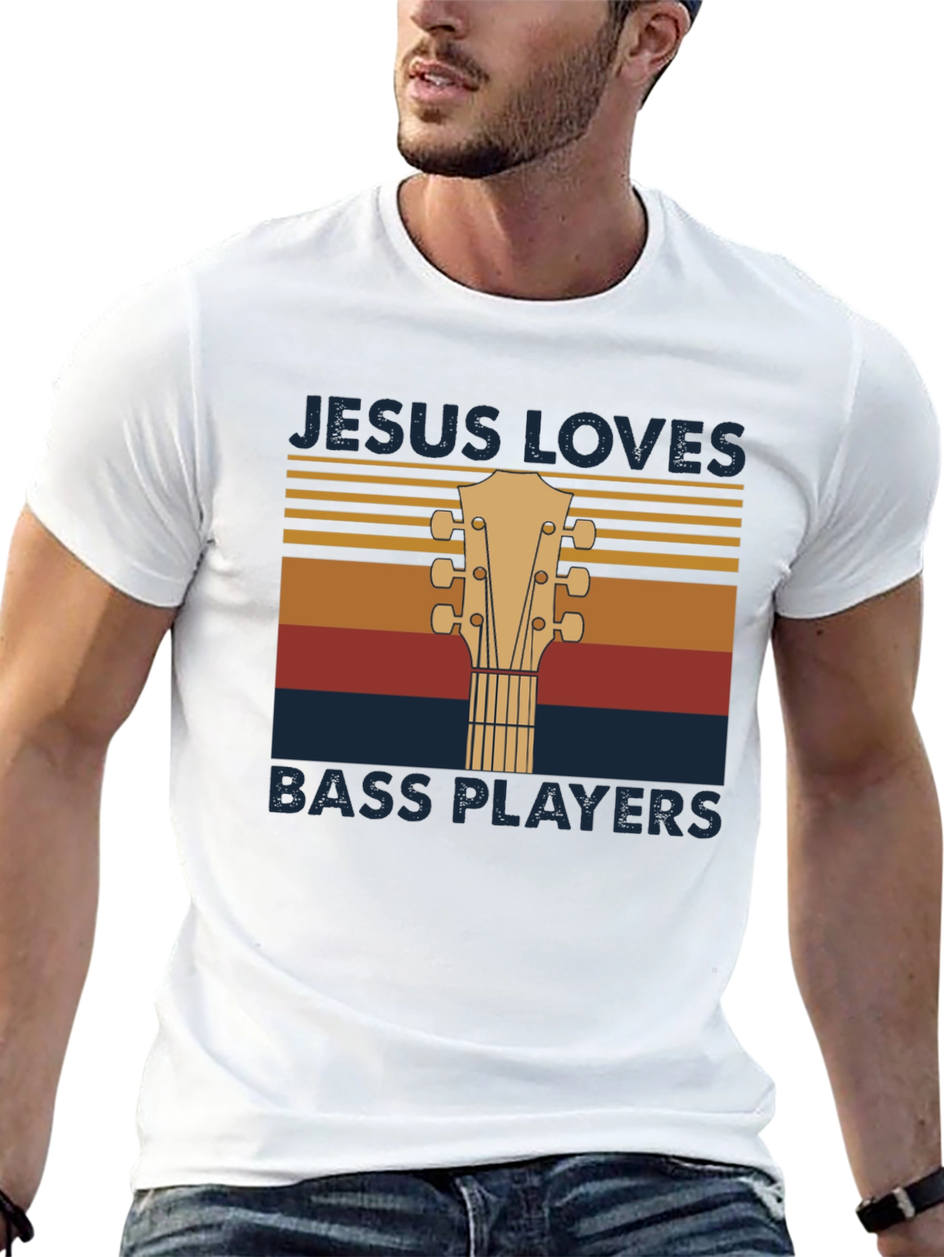 Jesus Loves Bass Players T-Shirt - Music Lover Tee