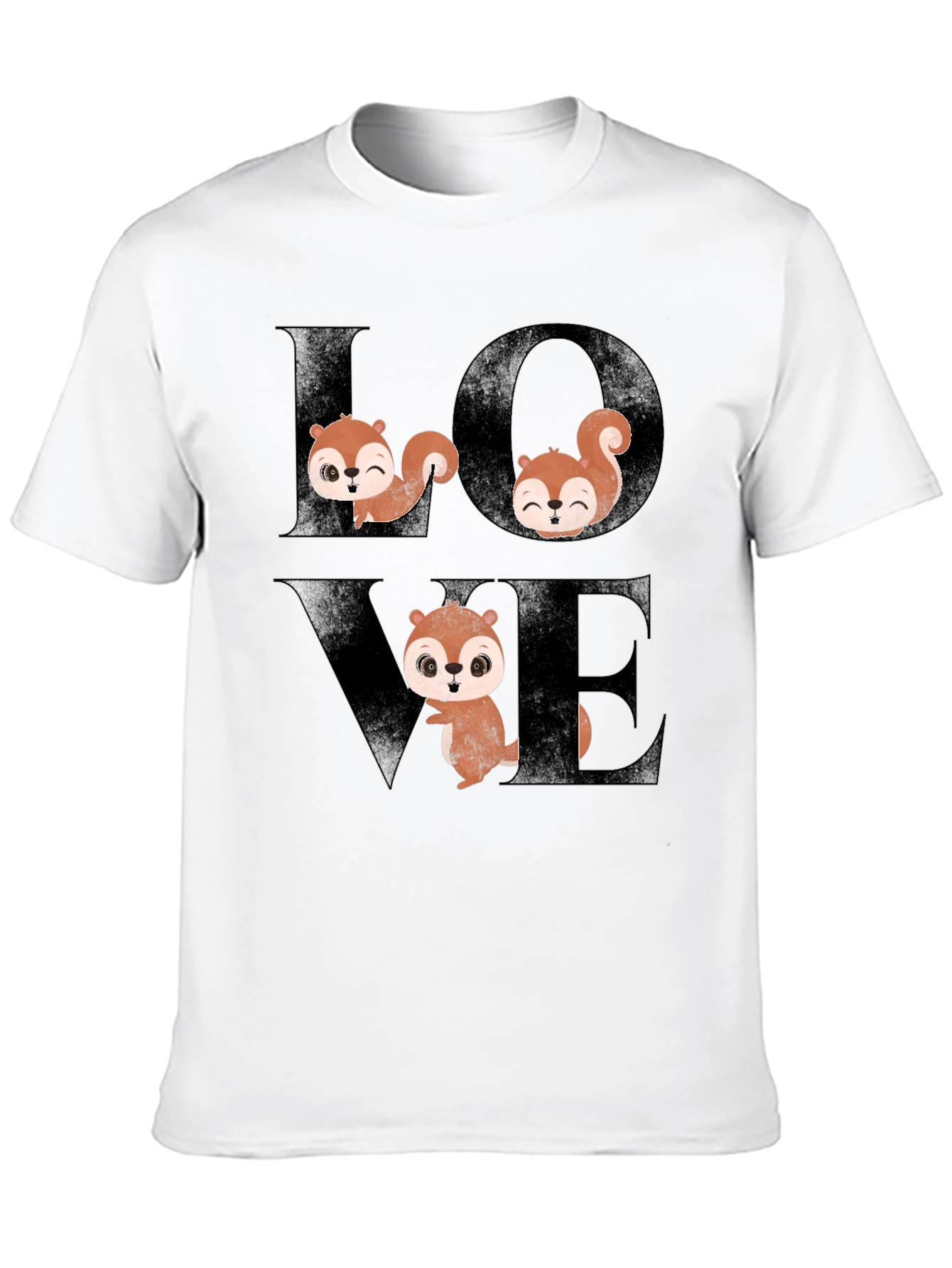 Squirrel Love Graphic Tee - Black Cotton T-Shirt