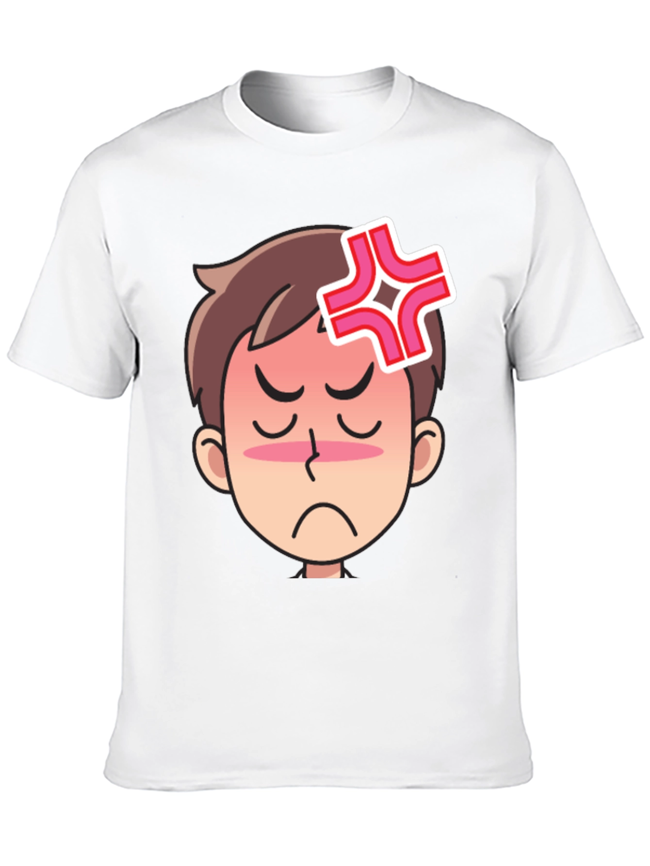 Angry Cartoon Face Black T-Shirt