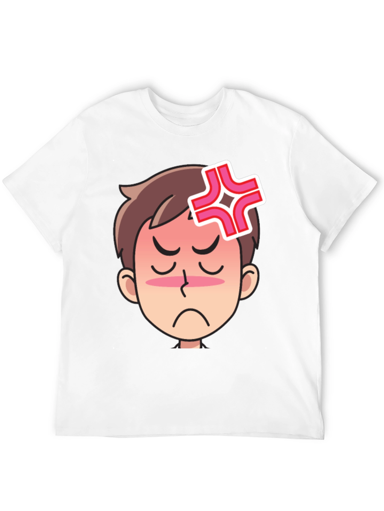 Angry Cartoon Face Black T-Shirt