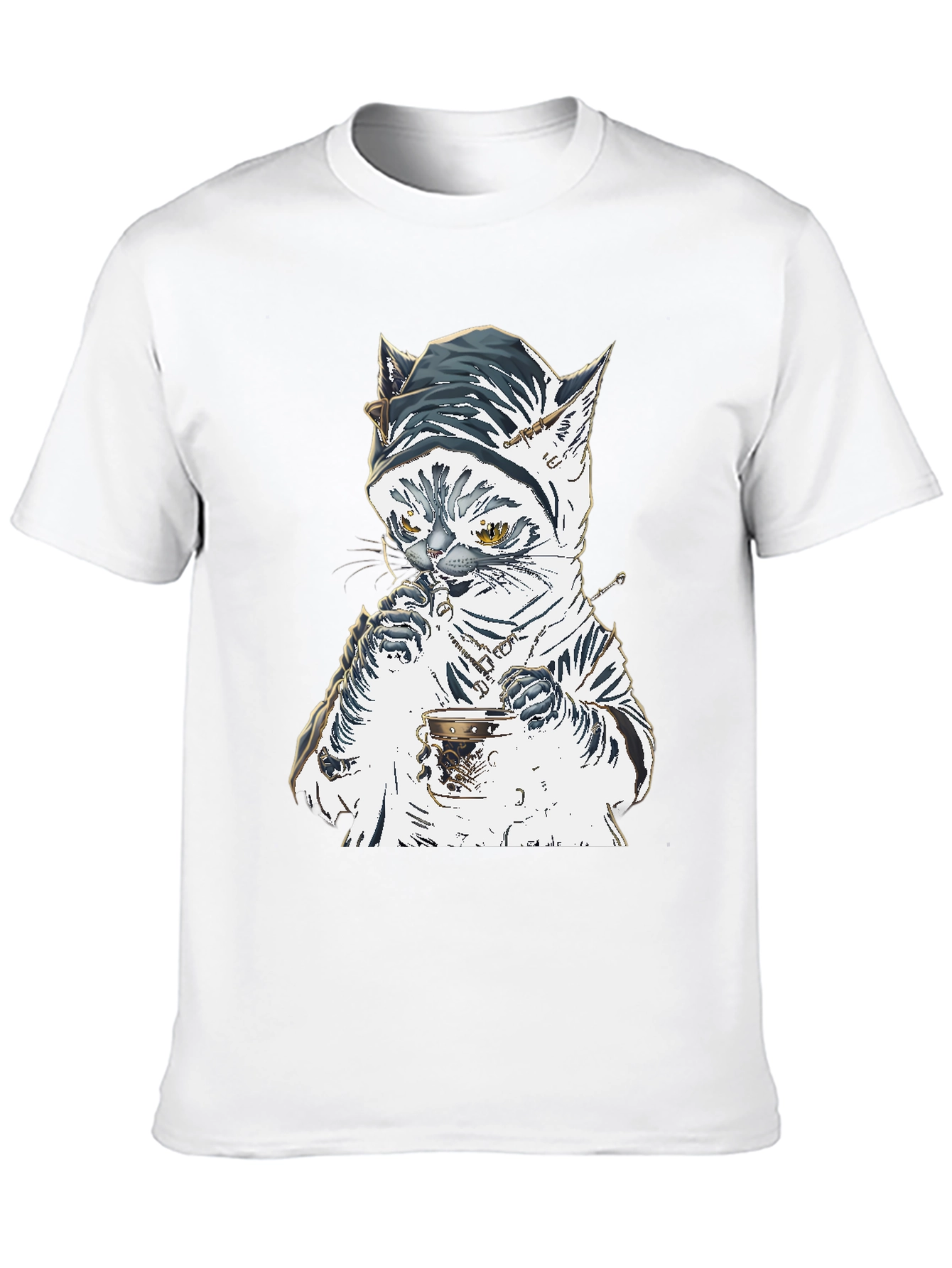 Cat T-Shirt: Sophisticated Feline Tea Time