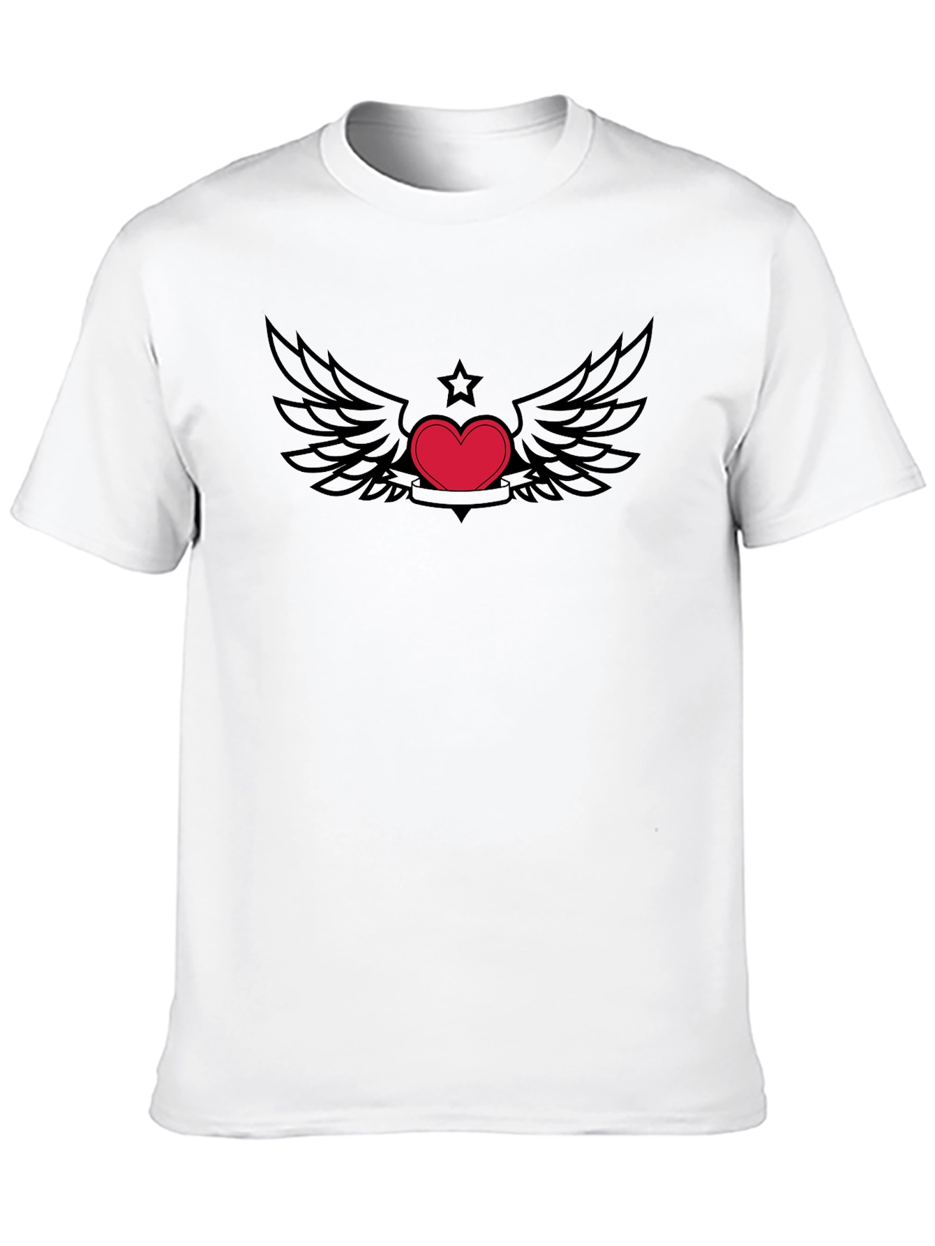 Heart with Wings Graphic Tee - Black Cotton T-Shirt