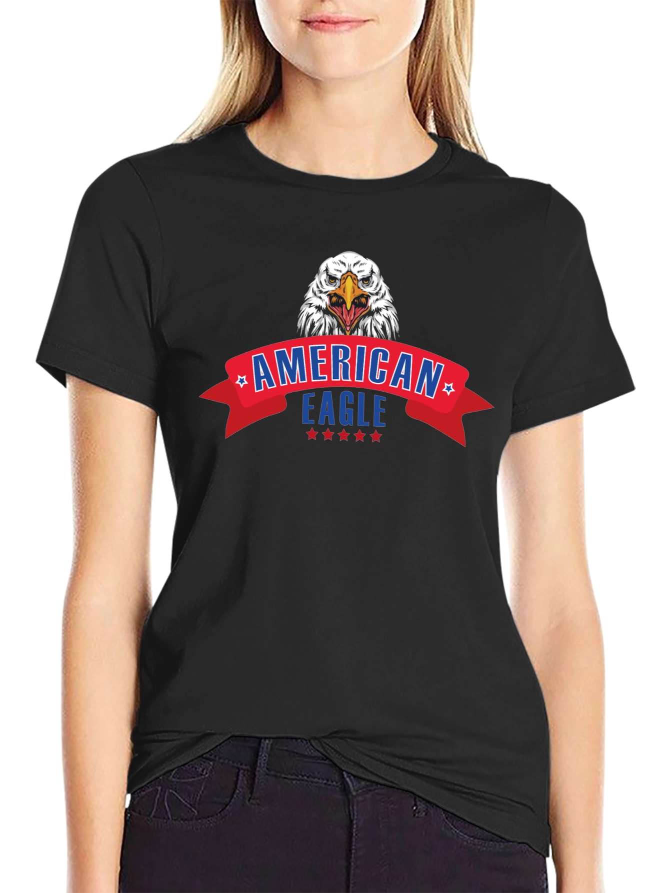 American Eagle Graphic Print Black T-Shirt