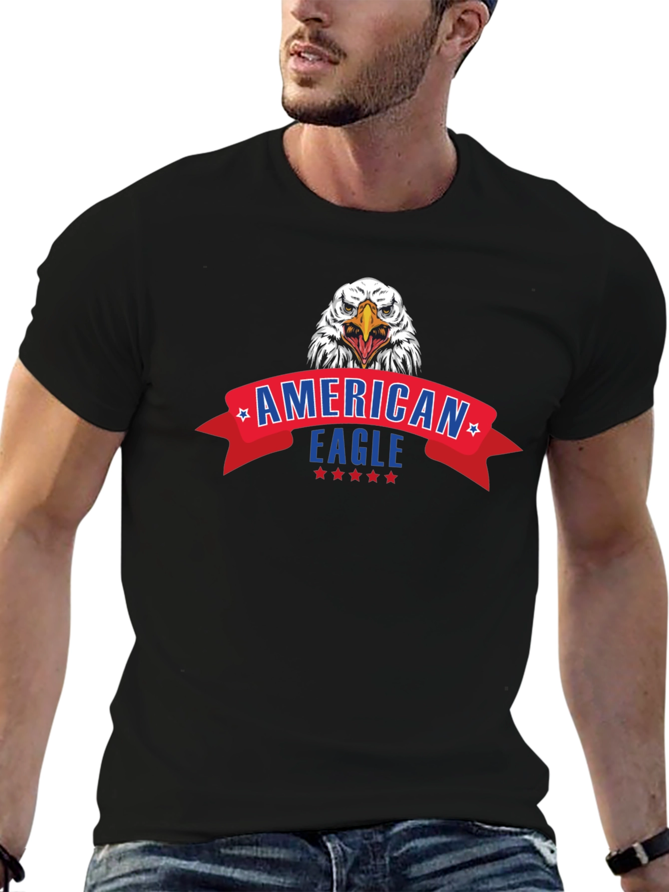 American Eagle Graphic Print Black T-Shirt