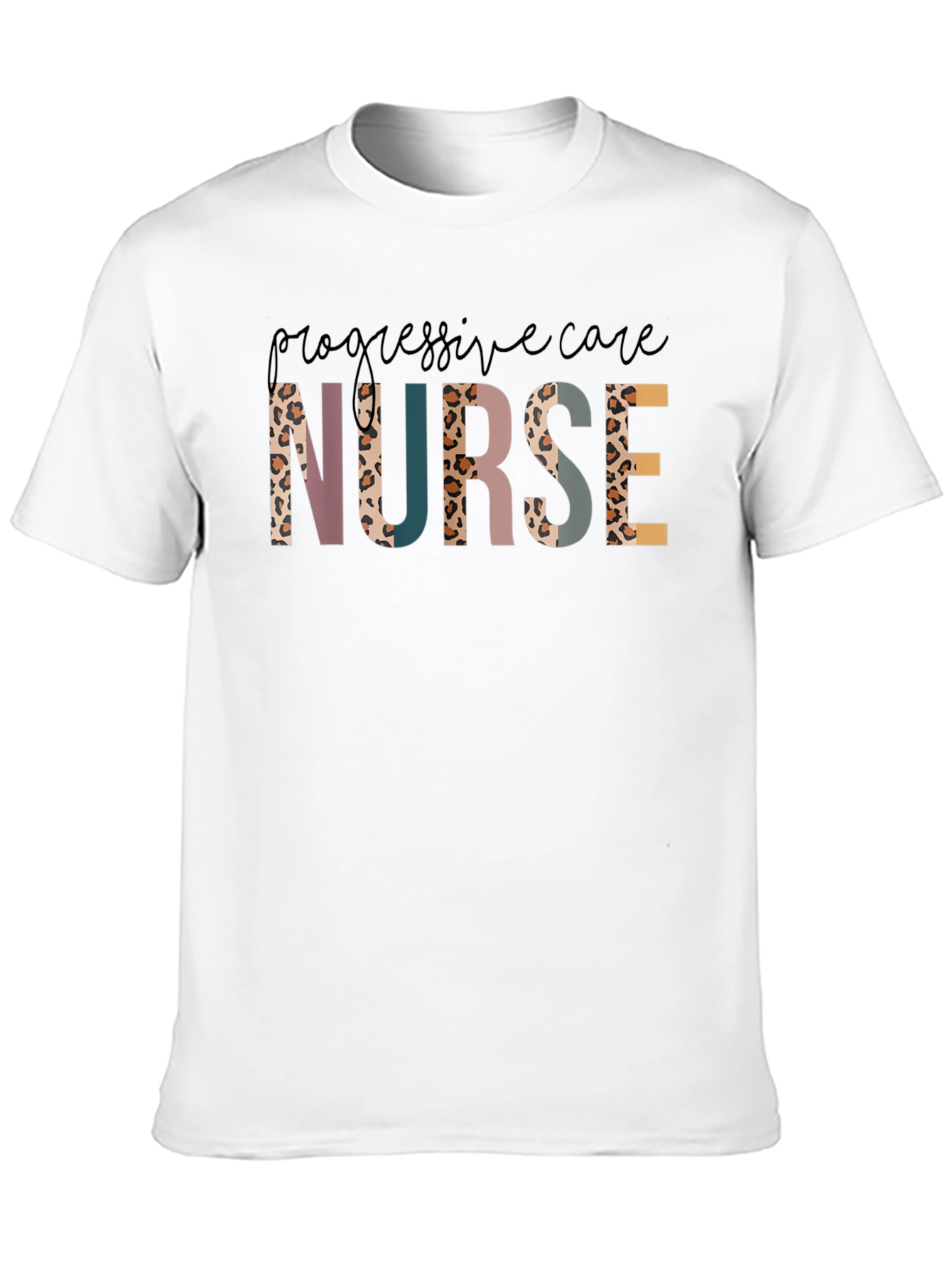 Progressive Care Nurse T-Shirt Leopard Print Letters