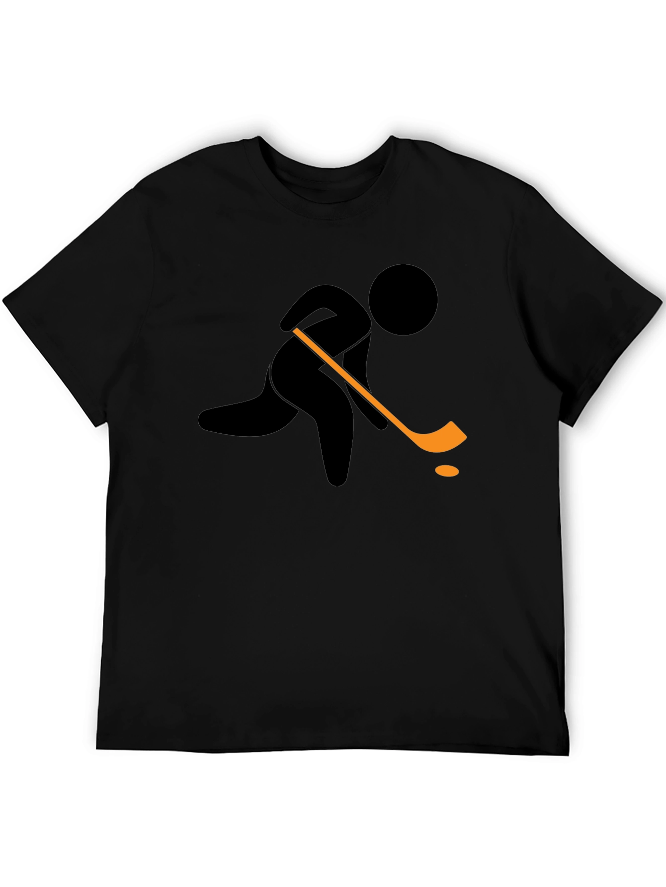 Hockey Player Graphic T-Shirt - Black Cotton Tee