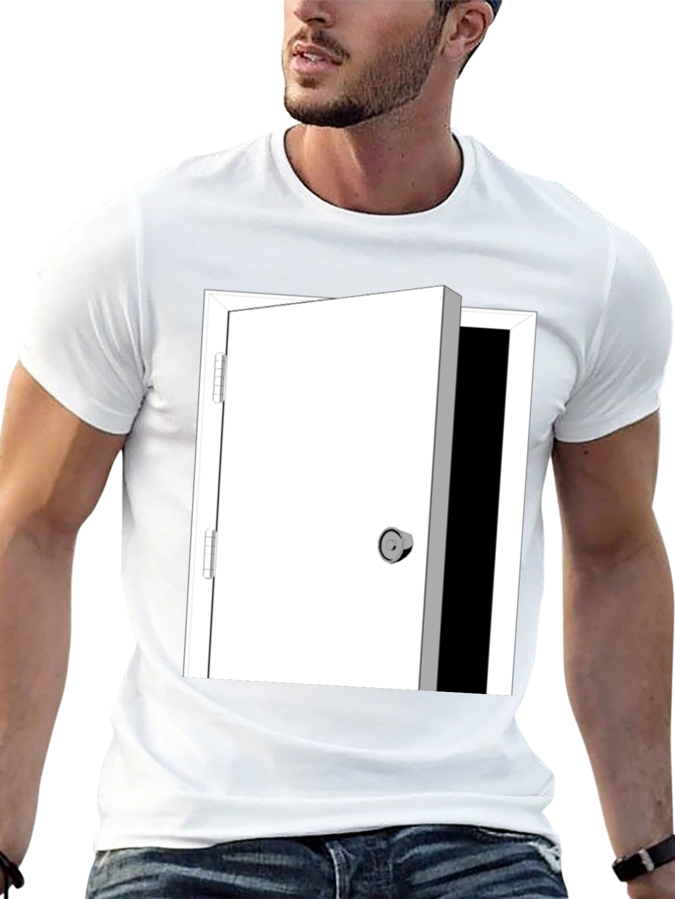 Open Door Graphic Tee - Black Cotton Blend