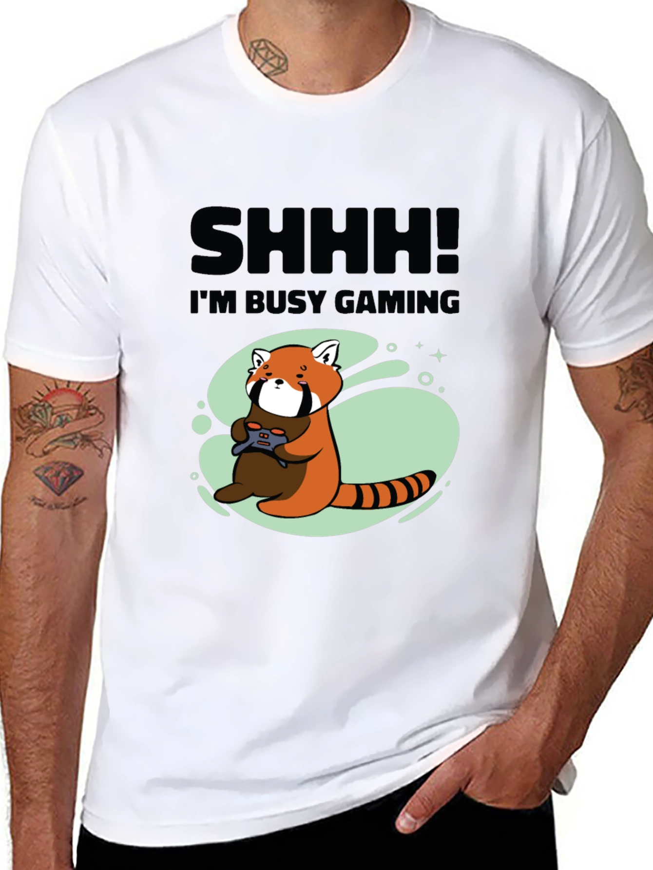 Gamer Red Panda Graphic T-Shirt